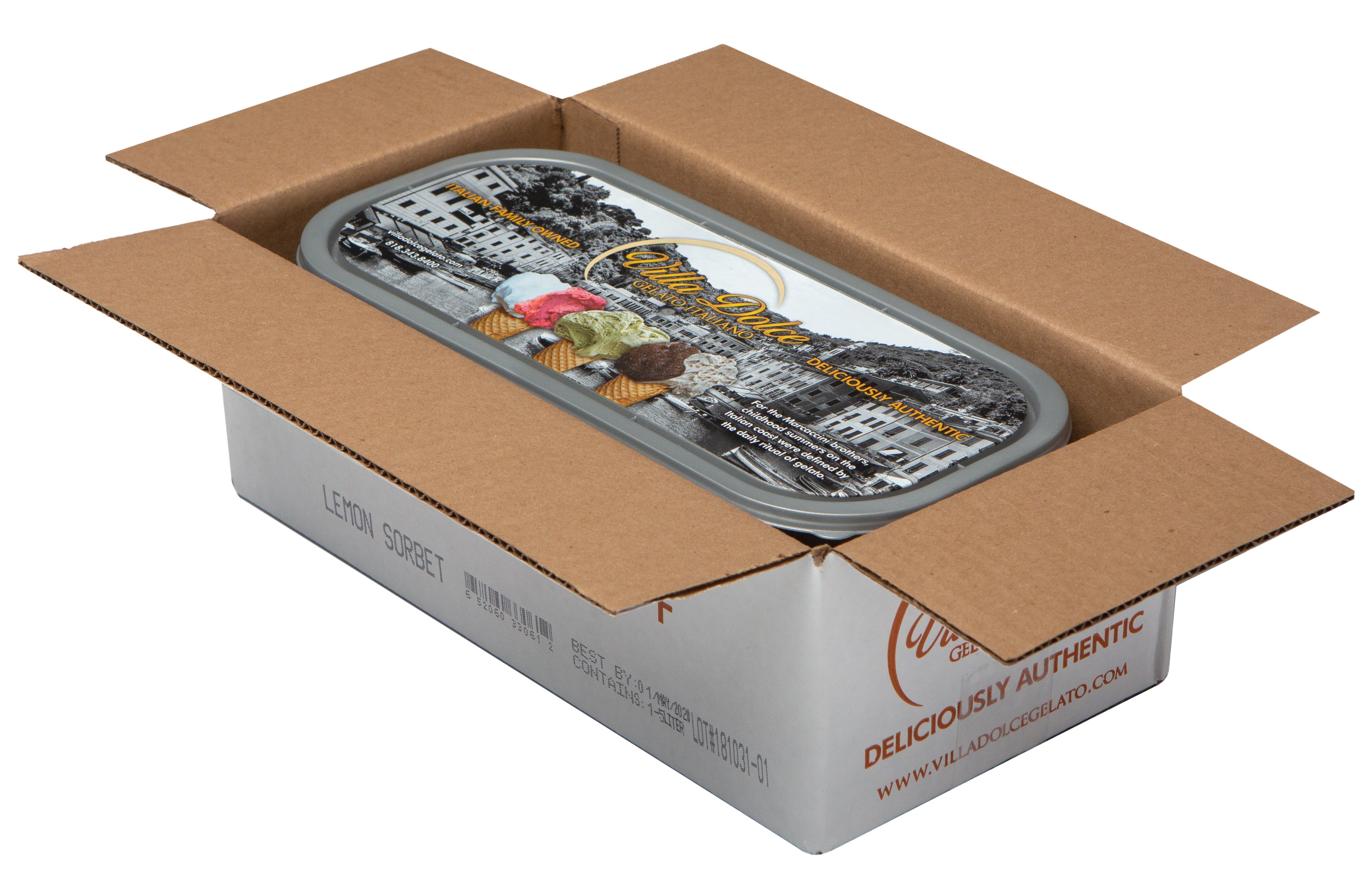 Villa Dolce Zesty Lemon Sorbet 5 Liter - 1 Per Case.