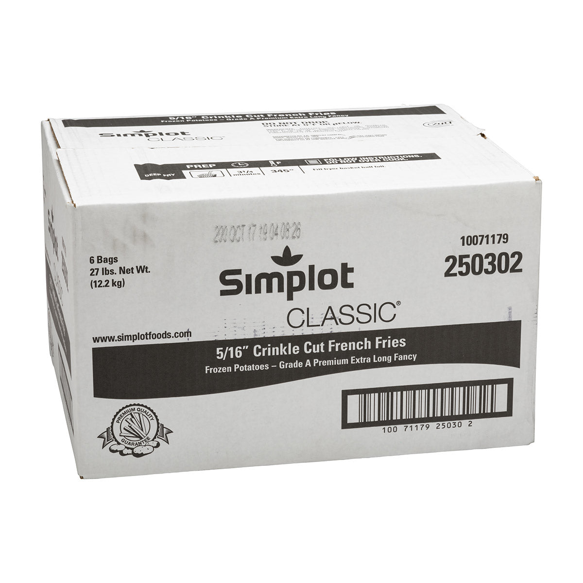 Simplot Classic Fries 6" Premium Crinkle Cut Fries 4.5 Pound Each - 6 Per Case.