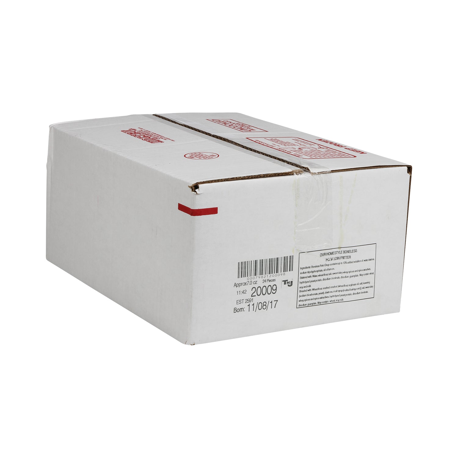 Pork Loin Boneless Fritter Breaded 7 Ounce Size - 24 Per Case.