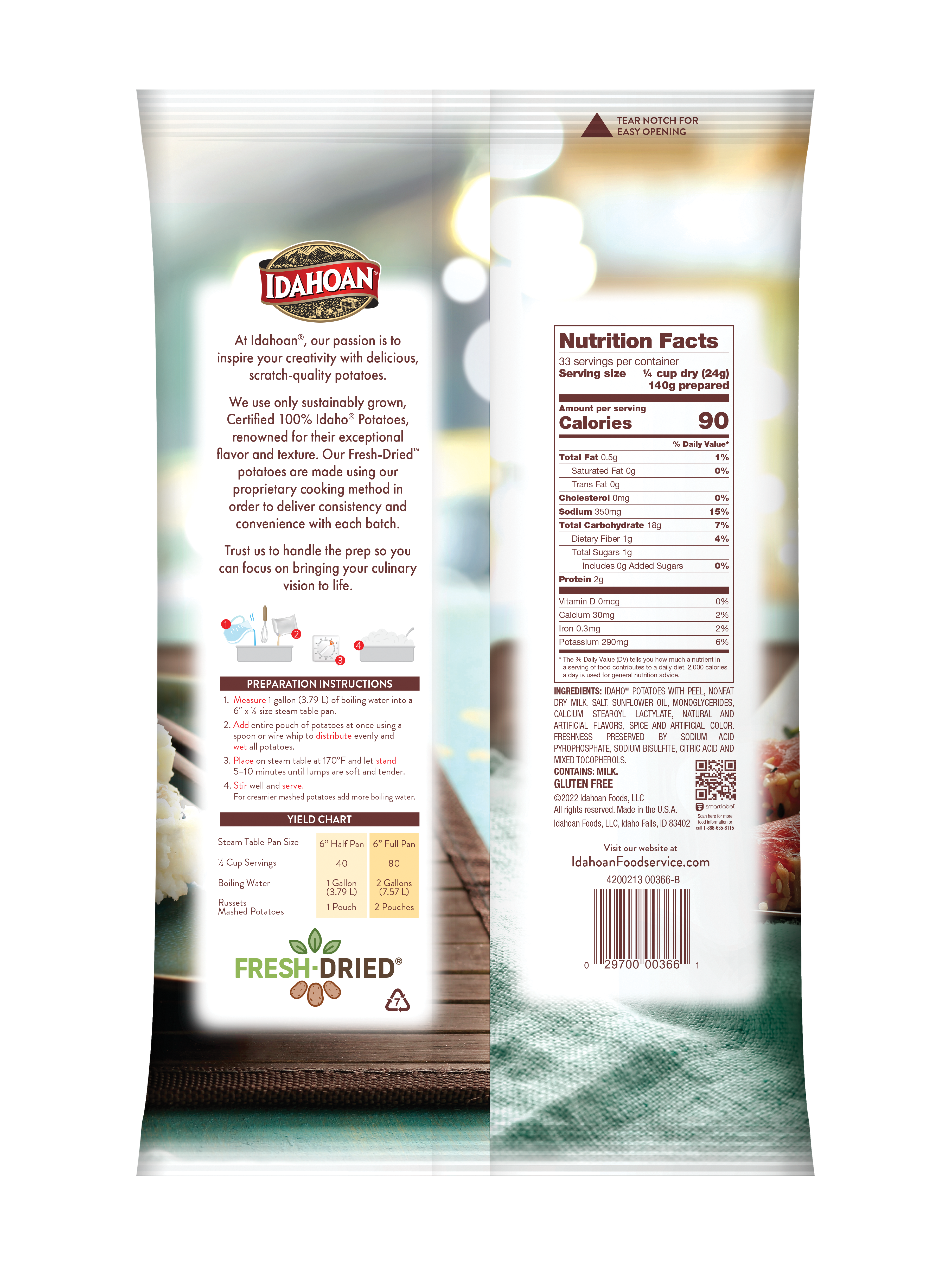Idahoan® Rustic Russets Mashed Potatoes Hs (Lumps & Peels) 28 Ounce Size - 8 Per Case.