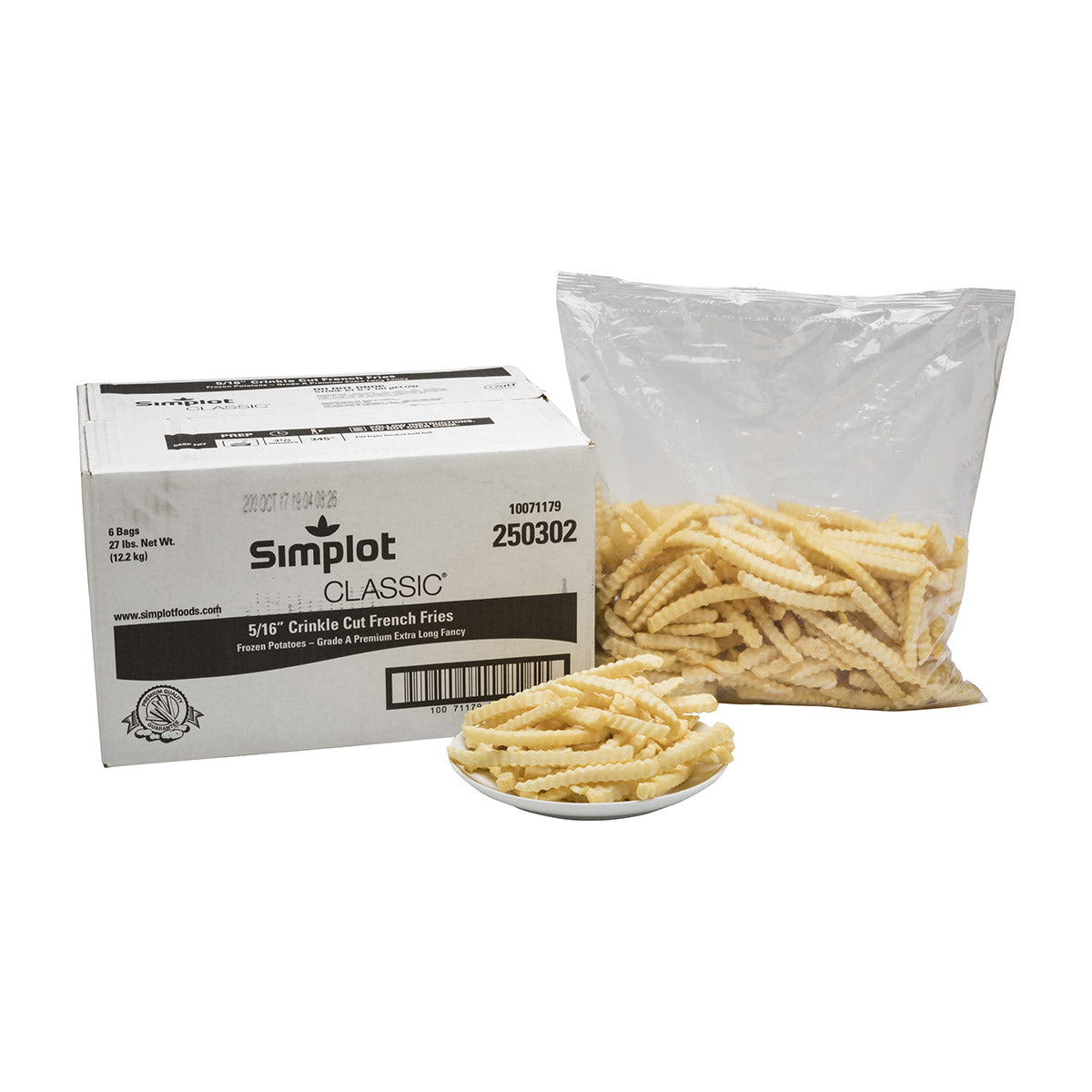 Simplot Classic Fries 6" Premium Crinkle Cut Fries 4.5 Pound Each - 6 Per Case.