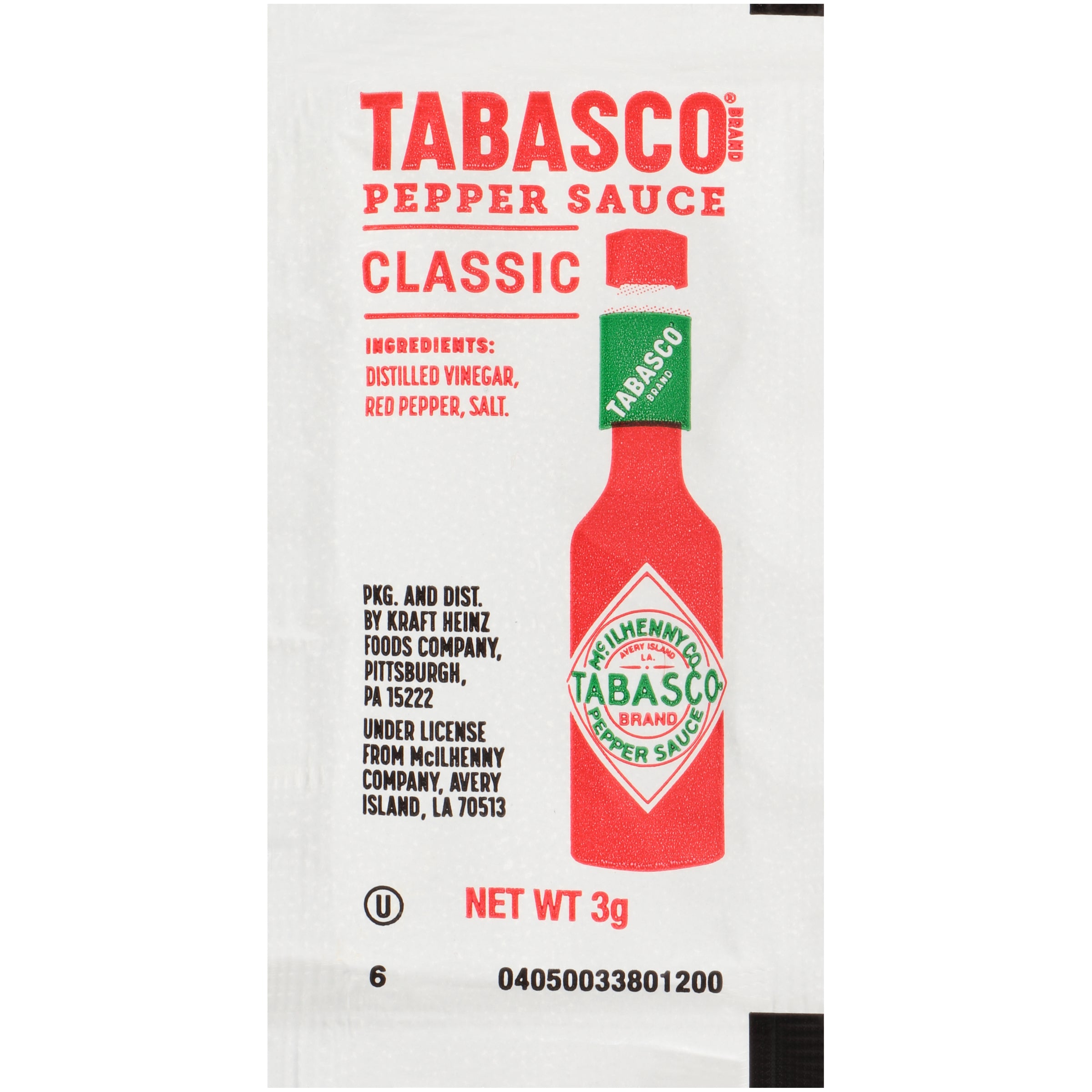 Tabasco Pepper Sauce Portion 3 ML - 200 Per Case.