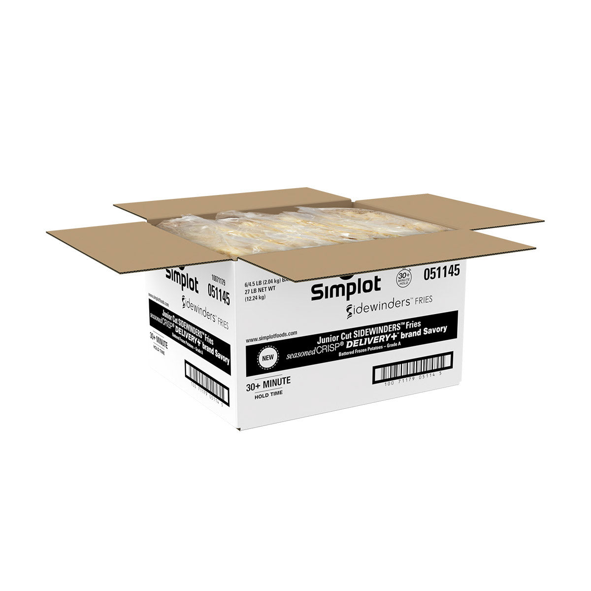 Simplot Sidewinders Fries Seasonedcrisp Delivery Brand Batter Junior Cut 4.5 Pound Each - 6 Per Case.