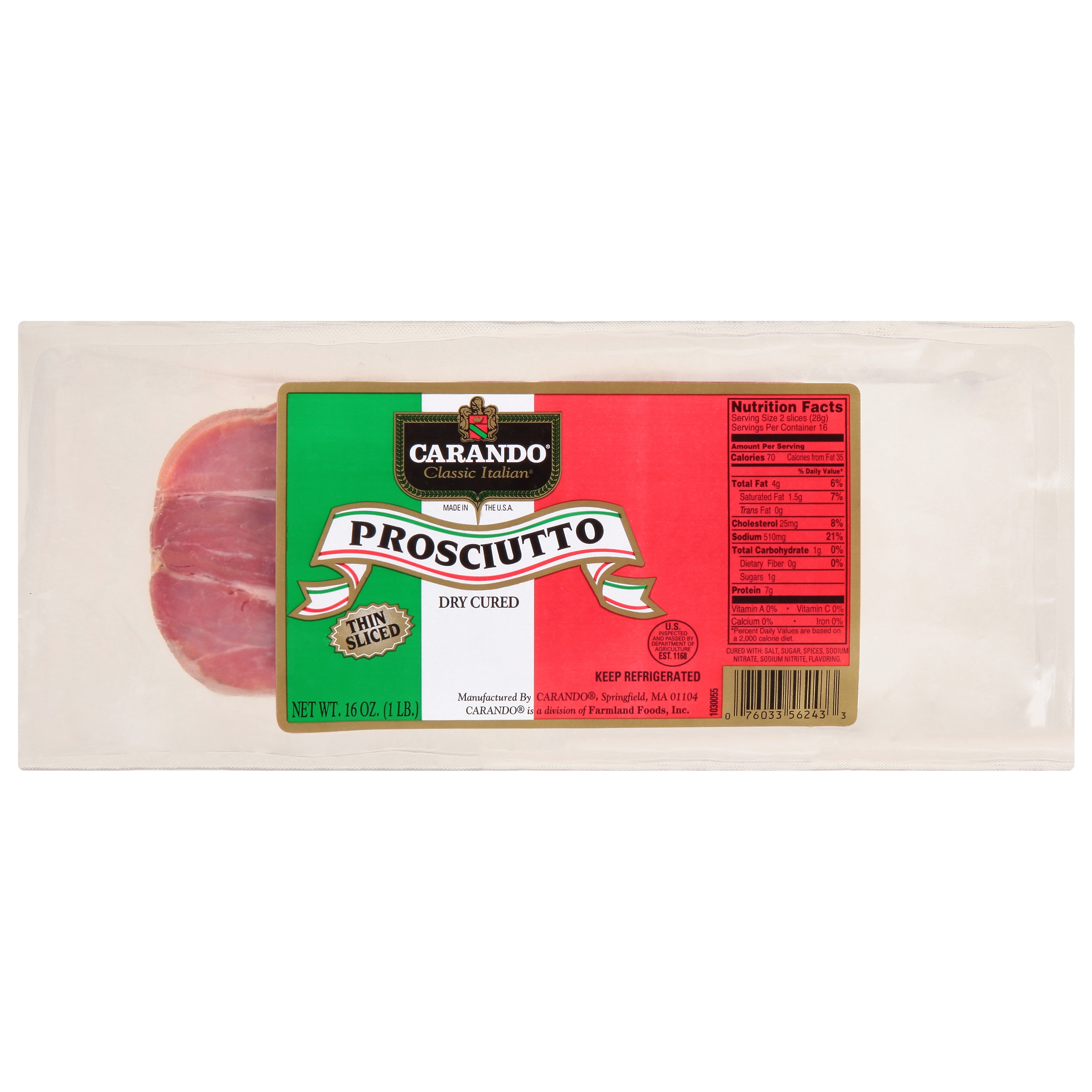 Prosciutto Sliced Gas Flushed 1.02 Pound Each - 12 Per Case.