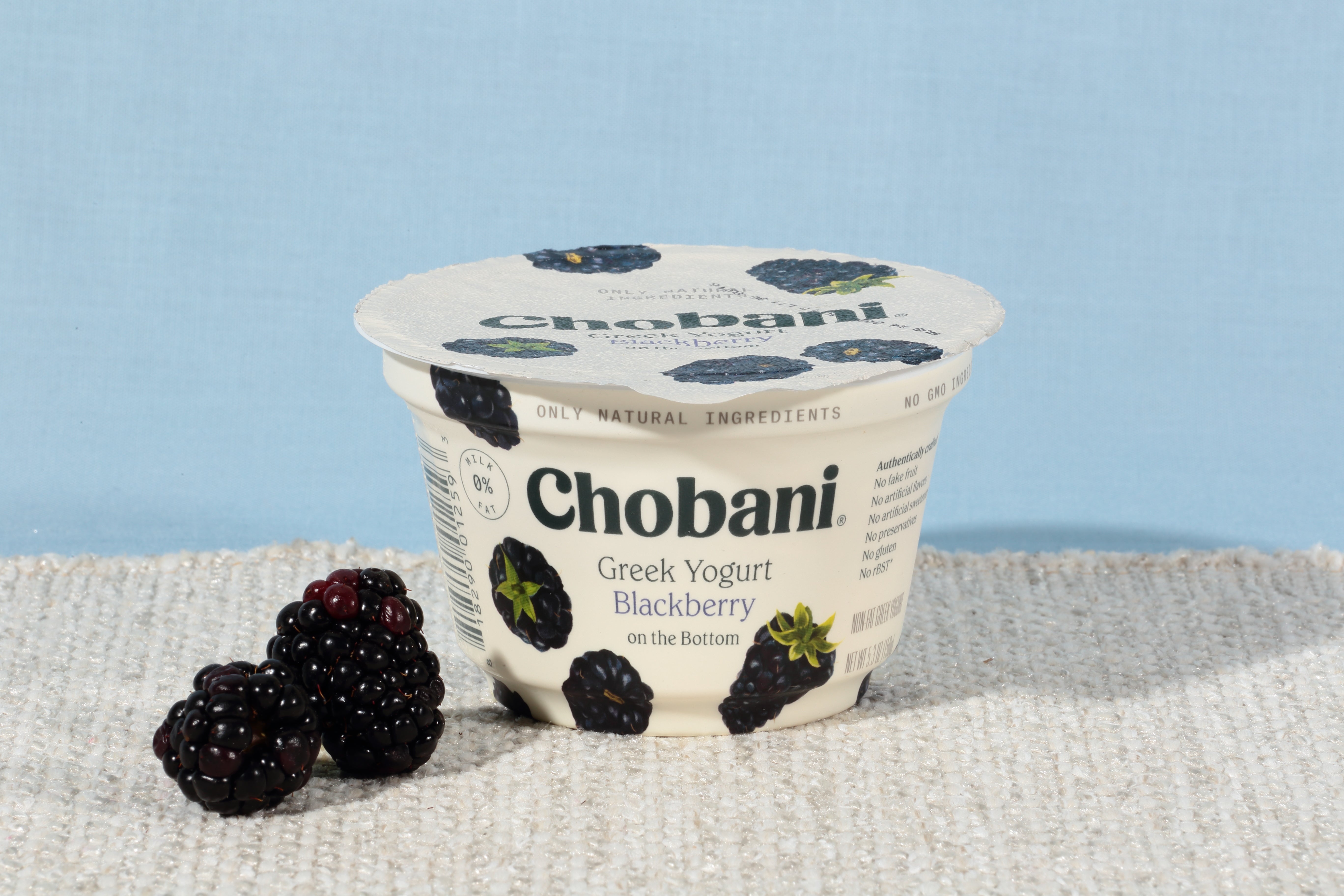 Chobani® Non Fat Greek Yogurt Blackberry Onthe Bottom 5.3 Ounce Size - 12 Per Case.