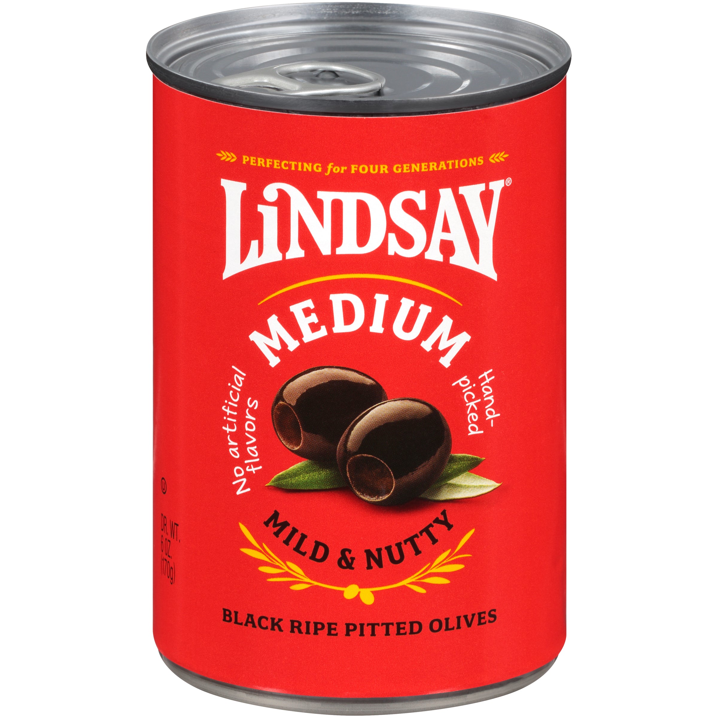 Lindsay Medium Pitted Black Olives 6 Ounce Size - 24 Per Case.