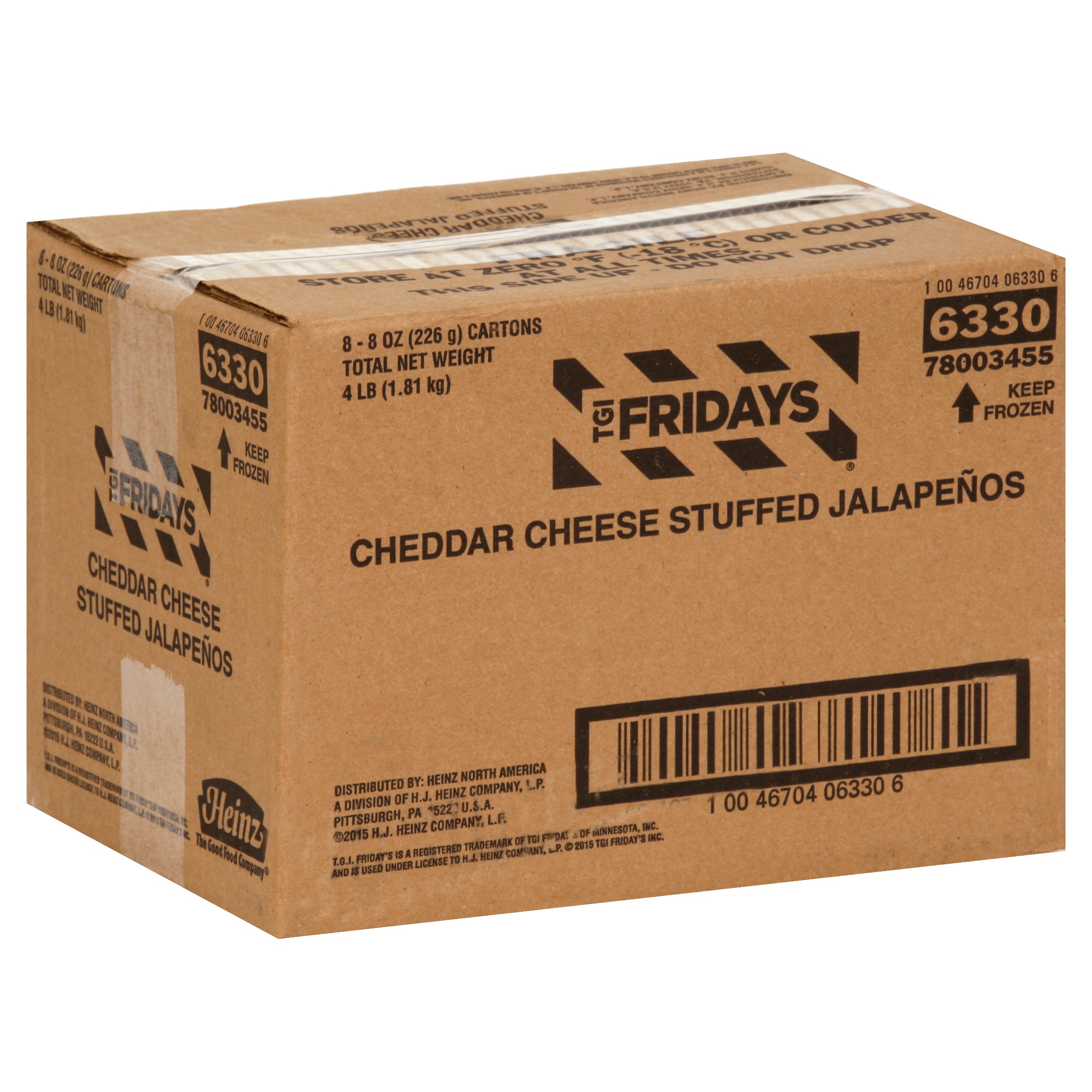Tgif Frozen Pizza & Appetizers Cheddar Cheesestuffed Jalapenos 8 Ounce Size - 8 Per Case.