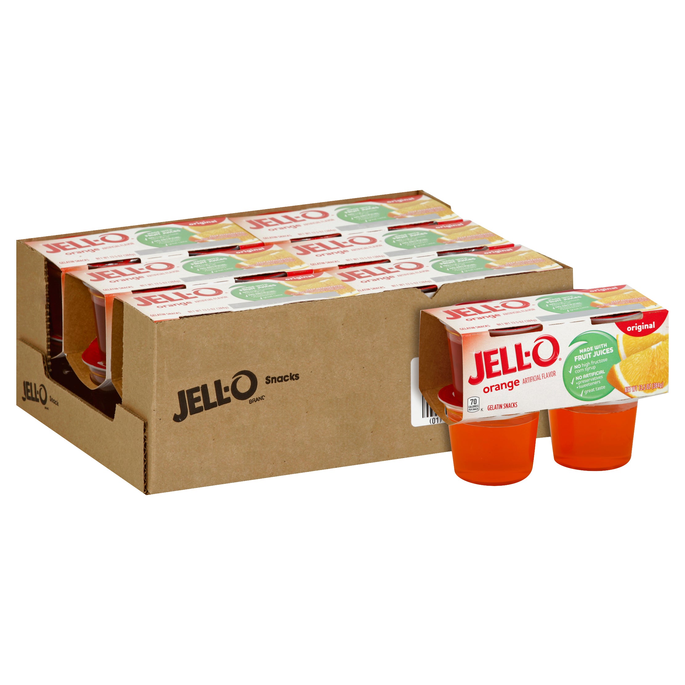 Jell-O Ready To Eat Orange Gelatin, 13.5 Ounce Size - 6 Per Case.
