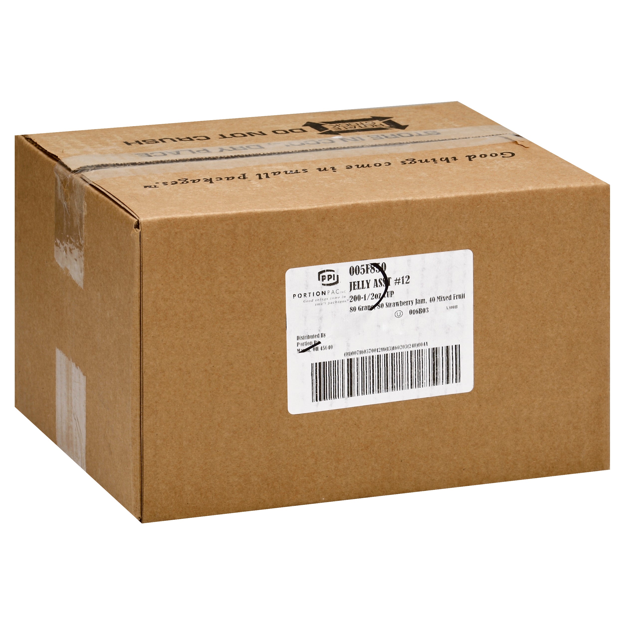 PPI Single Serve Assortment 12 Jelly & Jam 0.5 Ounce Cups 200 Per Case