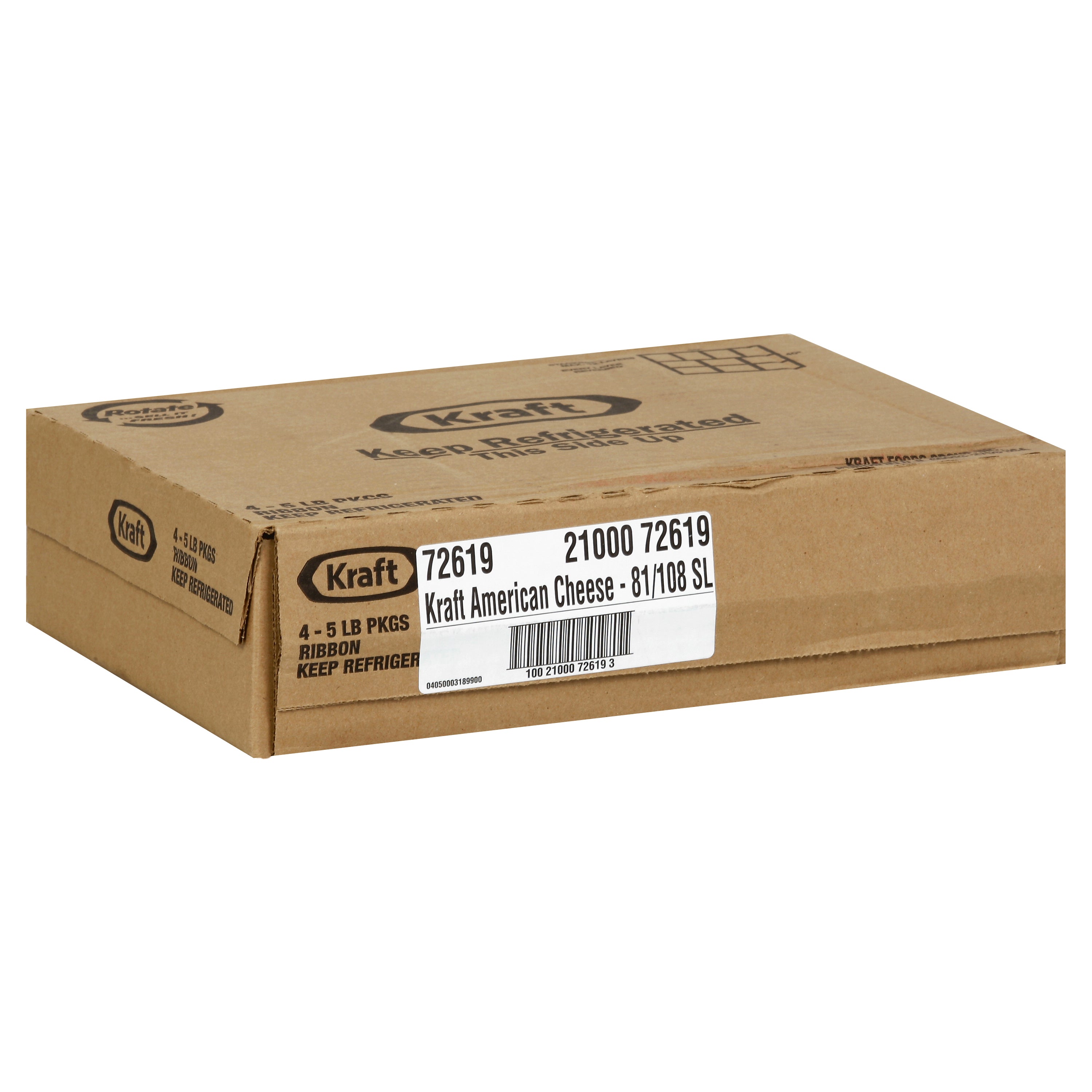 KRAFT American Ribbon Sliced Cheese (81-108 Slices) 5 Lb. 4 Per Case