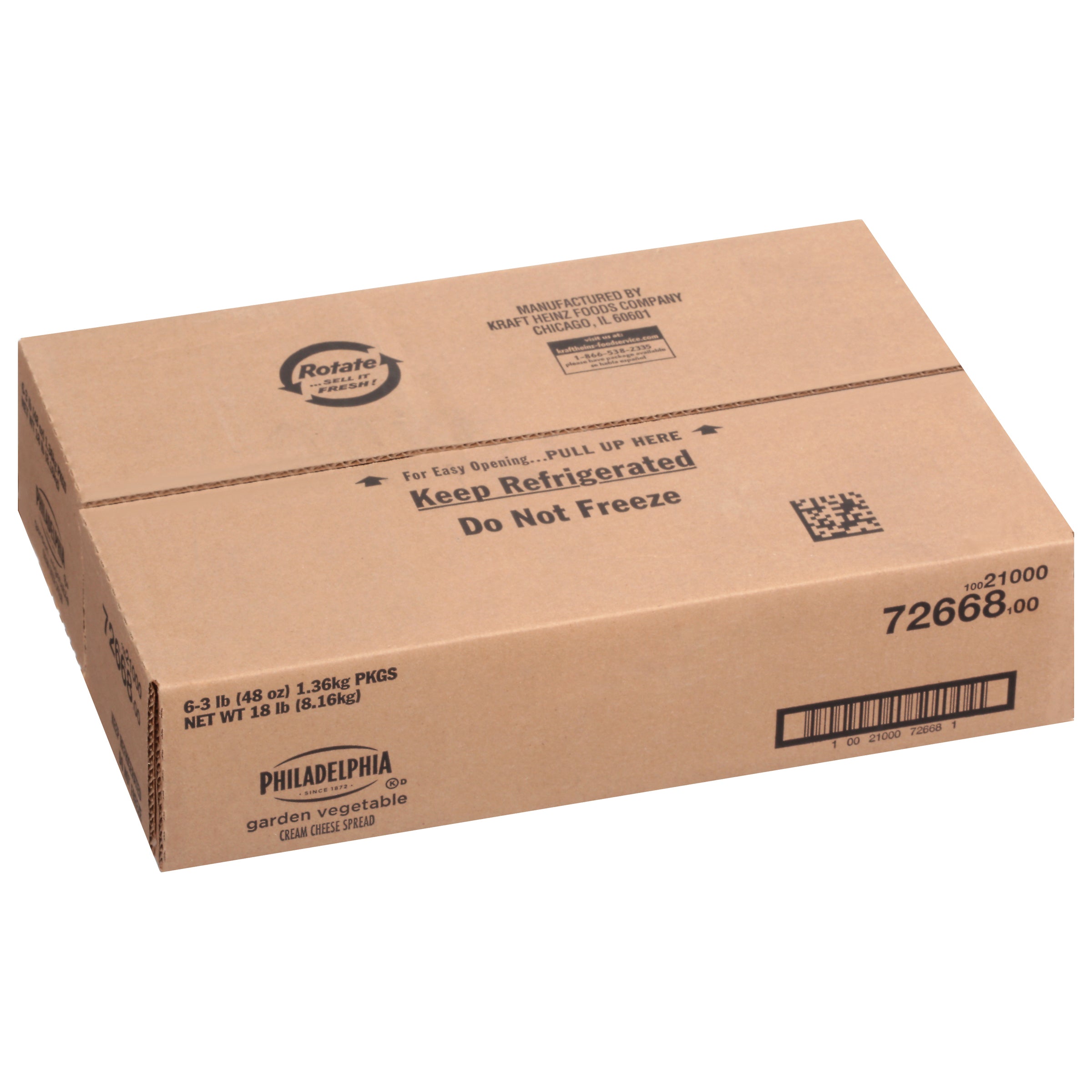 PHILADELPHIA Garden Vegetable Cream Cheese Spread 48 Ounce Tub 6 Per Case