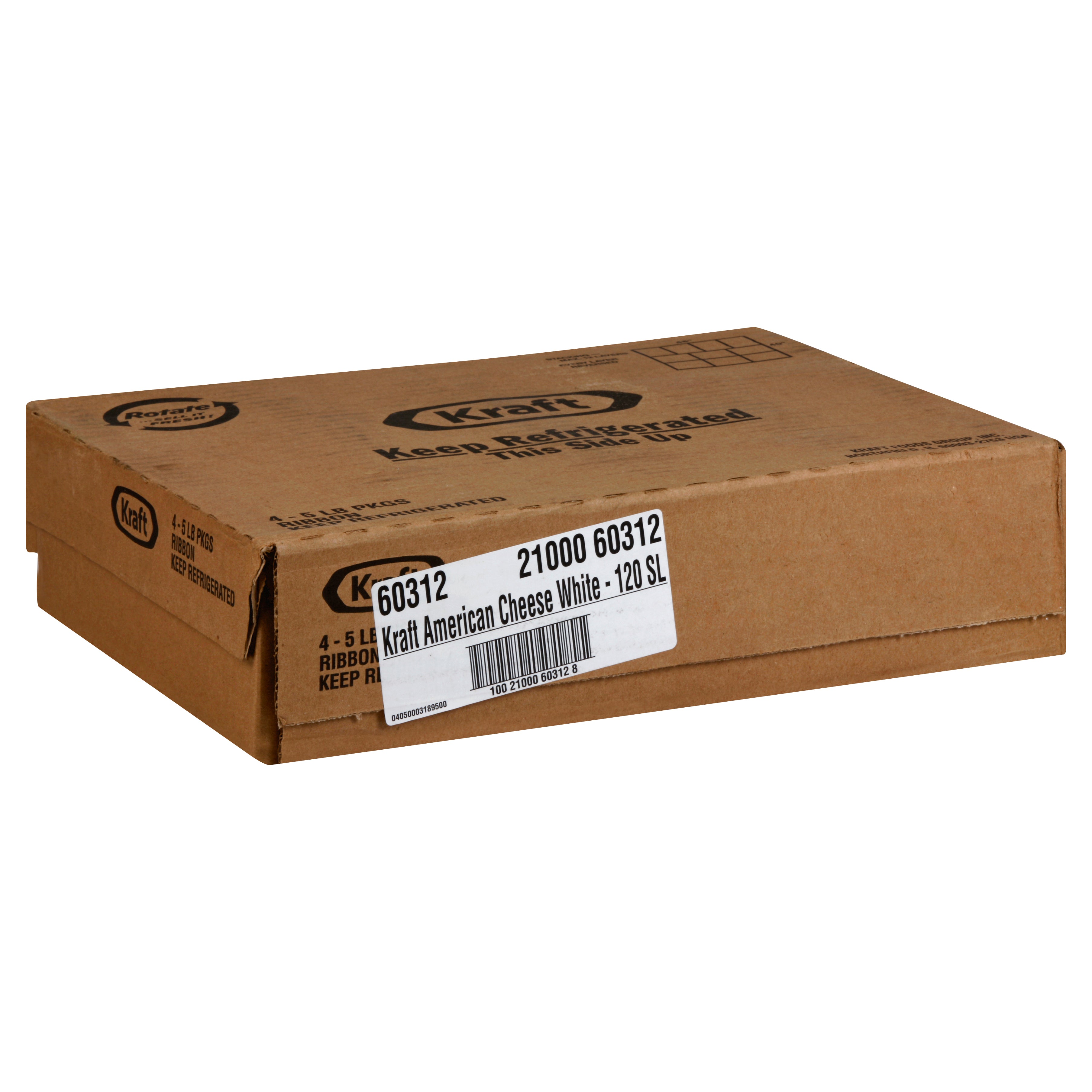 KRAFT American Sliced White Cheese (120 Slices) 5 lb. 4 Per Case