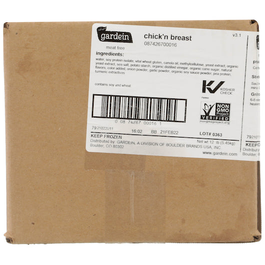 Gardein Chicken Breasts 3.8 Ounce Size - 50 Per Case.