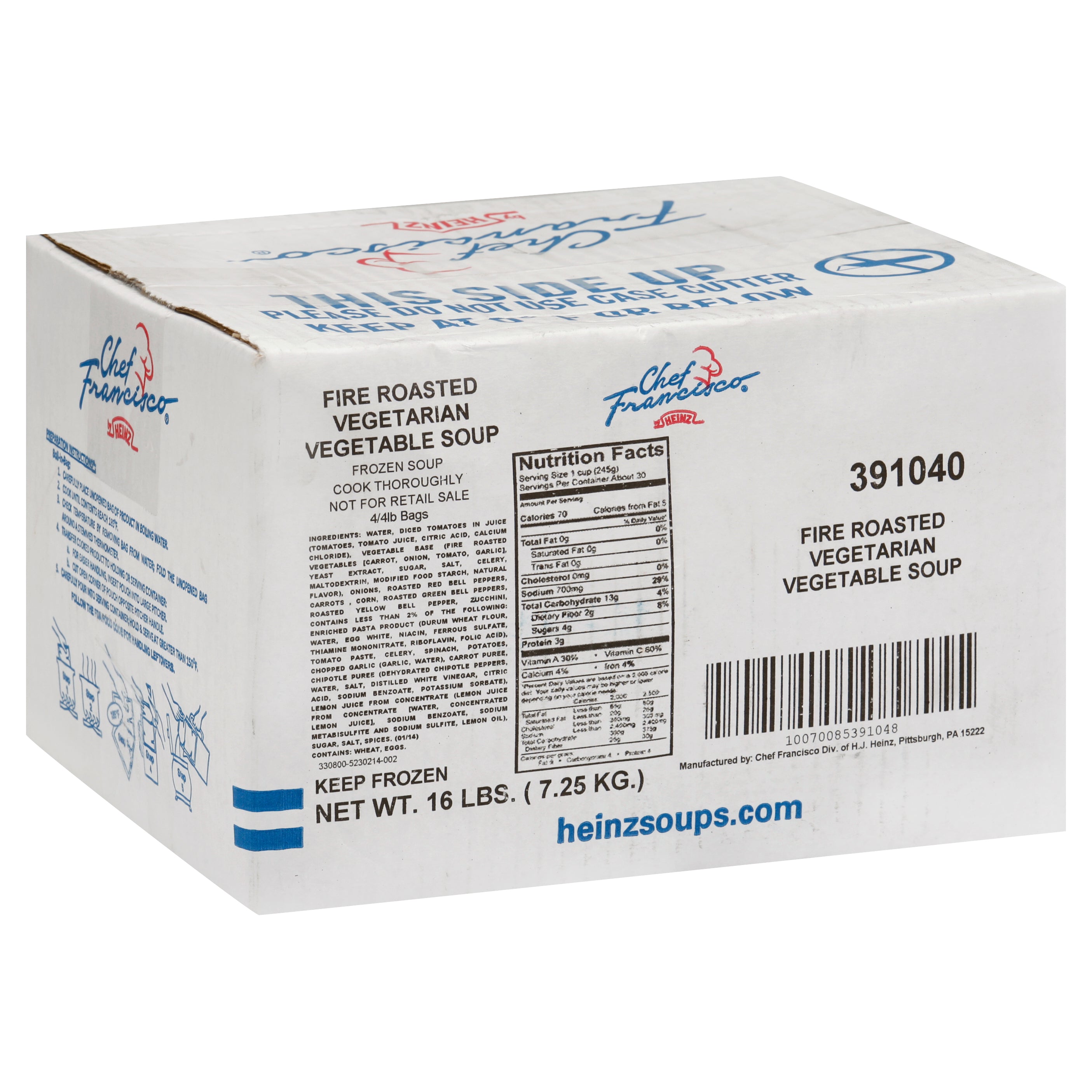 HEINZ CHEF FRANCISCO Fire Roasted Vegetable Soup 4 lb. Bag 4 Per Case