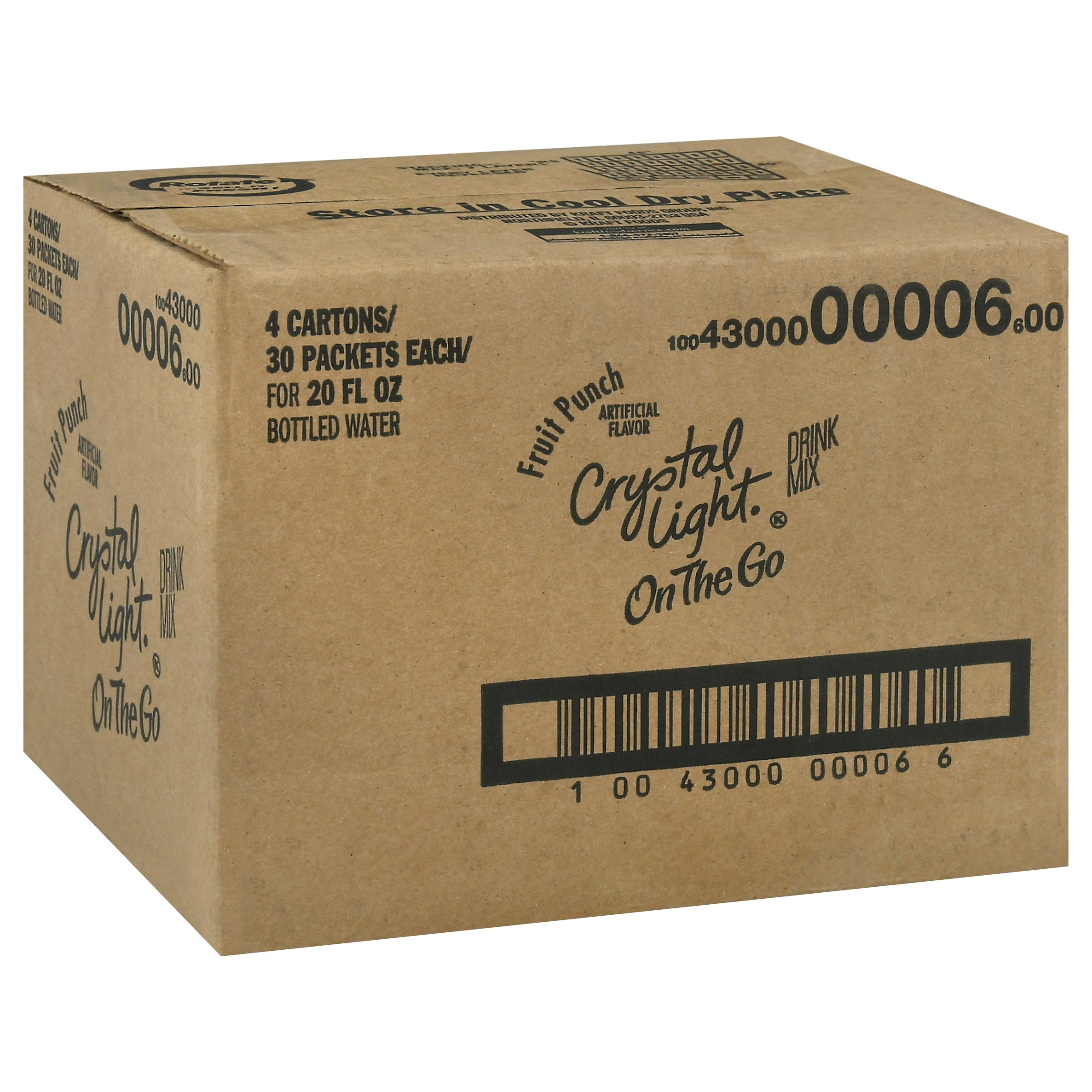 CRYSTAL LIGHT Single Serve Sugar-Free Fruit Punch On-the-Go Mix 0.11 Ounce Packets (30 Per Pack) 120 total