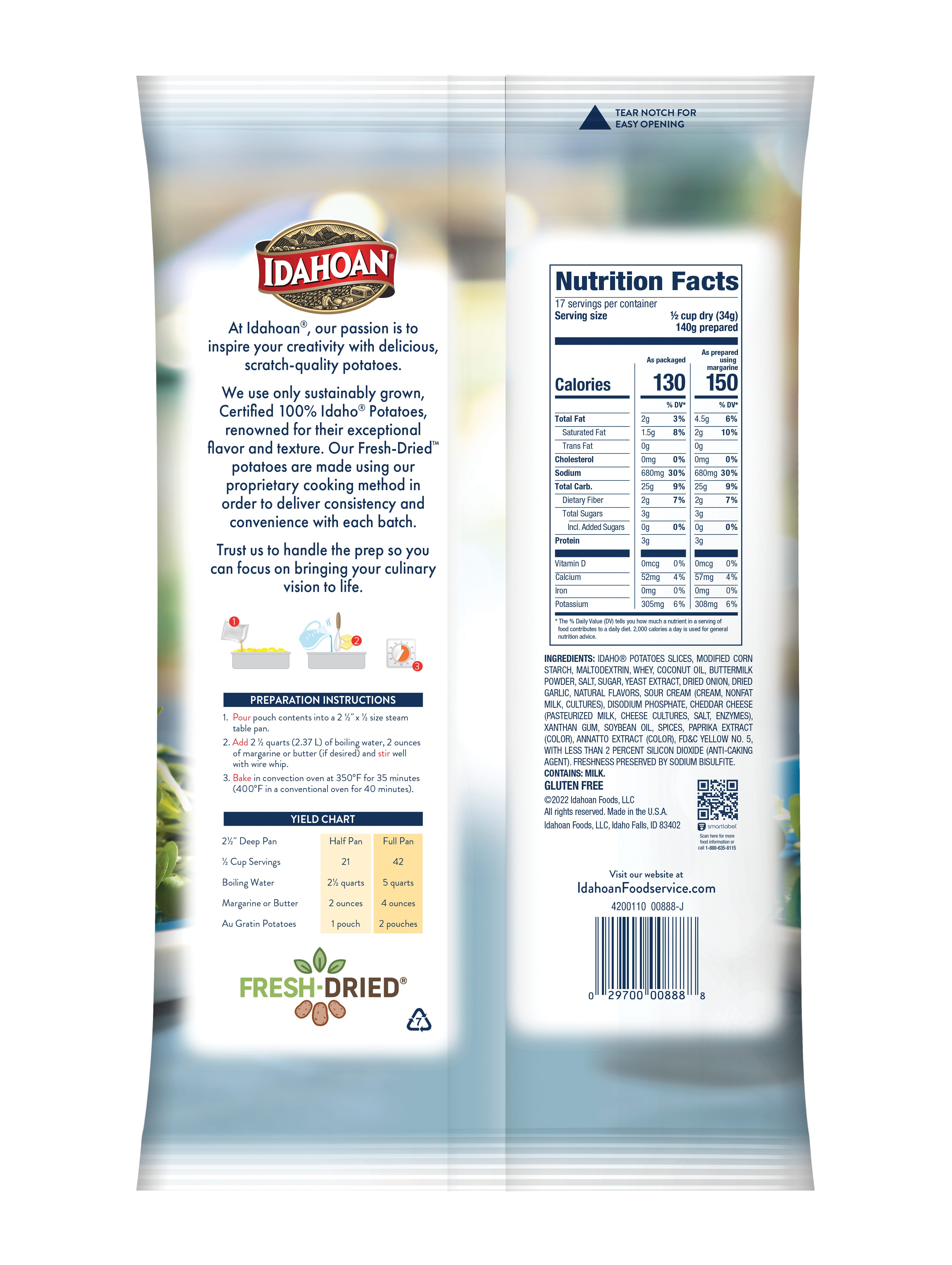 Idahoan® Slices Au Gratin Potatoes Hs 20.35 Ounce Size - 12 Per Case.