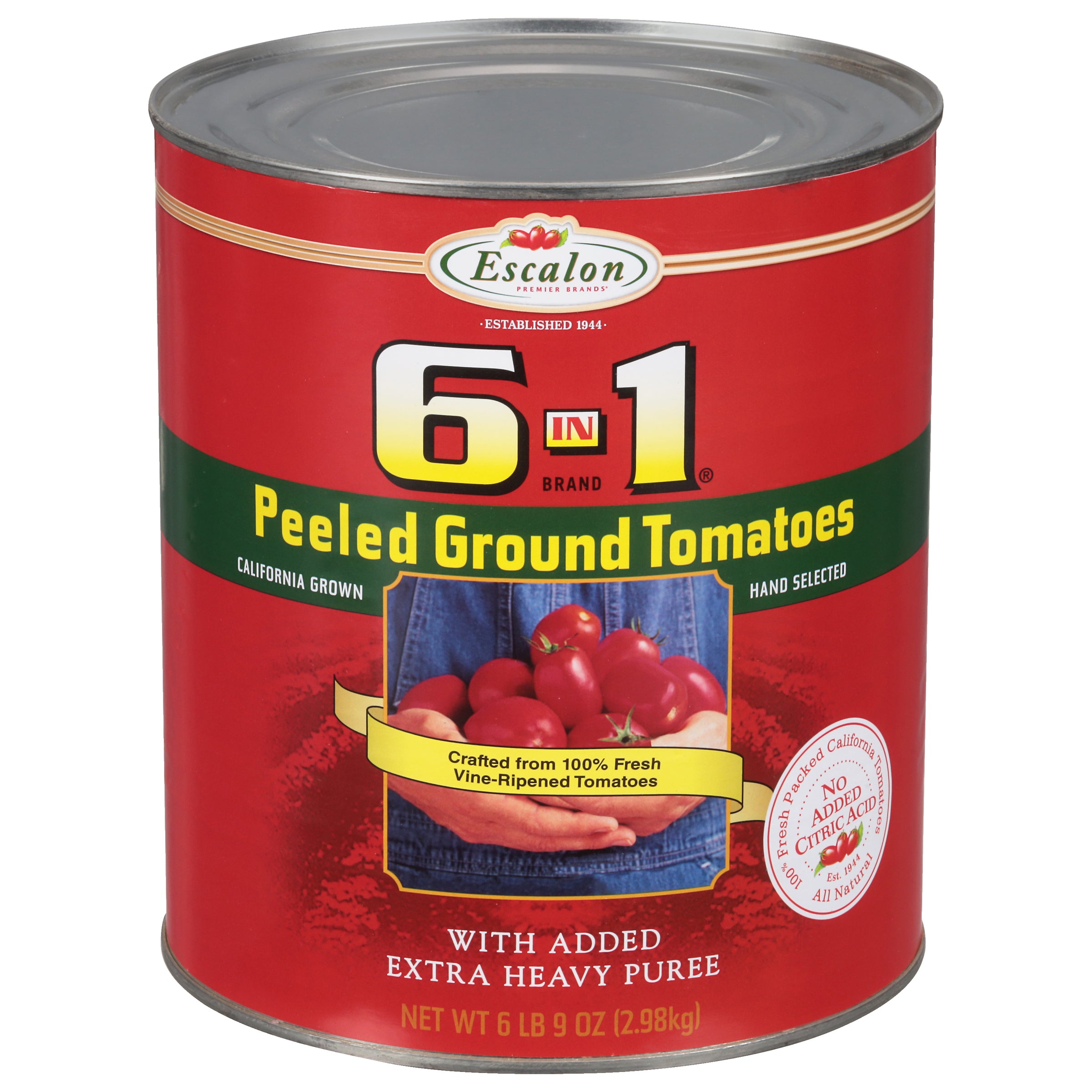 6 in 1 Peeled Ground Tomato in Extra Heavy Puree 105 Ounce Can - 6 Per Case.