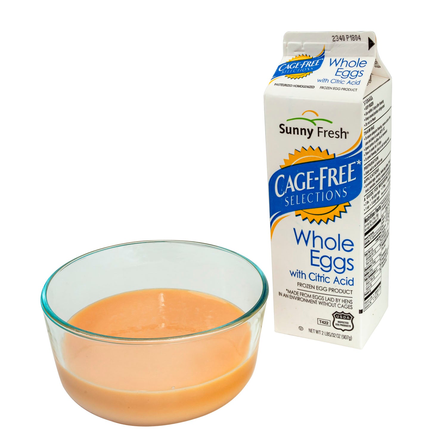 Cage Free Liquid Whole Eggs With Citric Acid Frozen Carton 2 Pound Each - 12 Per Case.