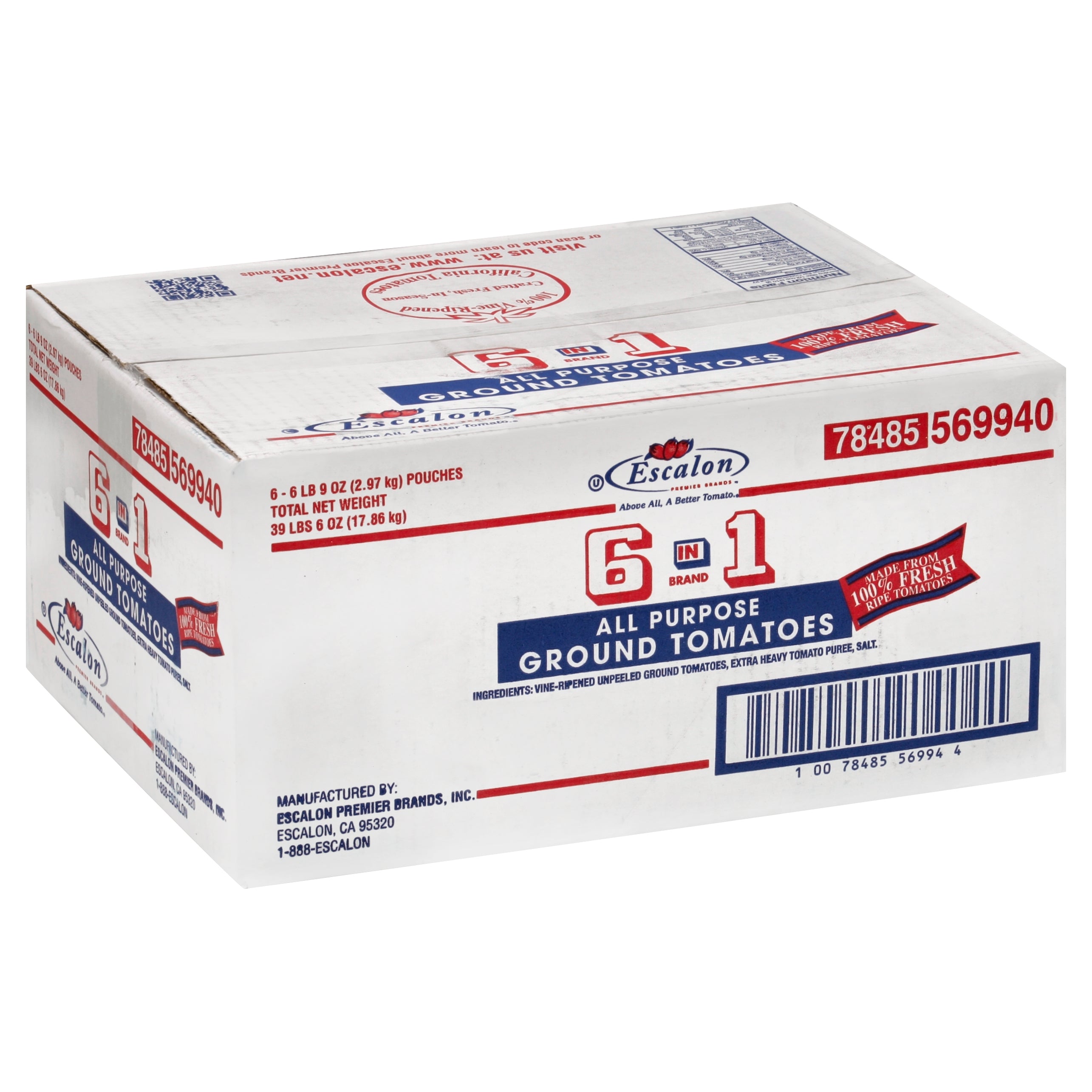 6 in 1 All Purpose Ground Tomatoes 105 Ounce Pouch - 6 Per Case.