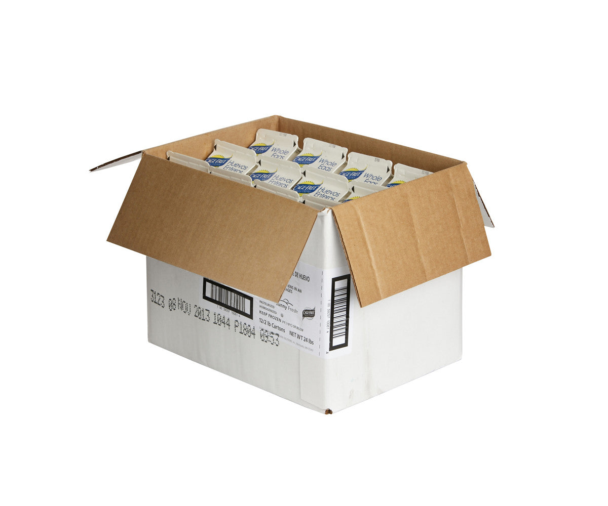 Cage Free Liquid Whole Eggs With Citric Acid Frozen Carton 2 Pound Each - 12 Per Case.