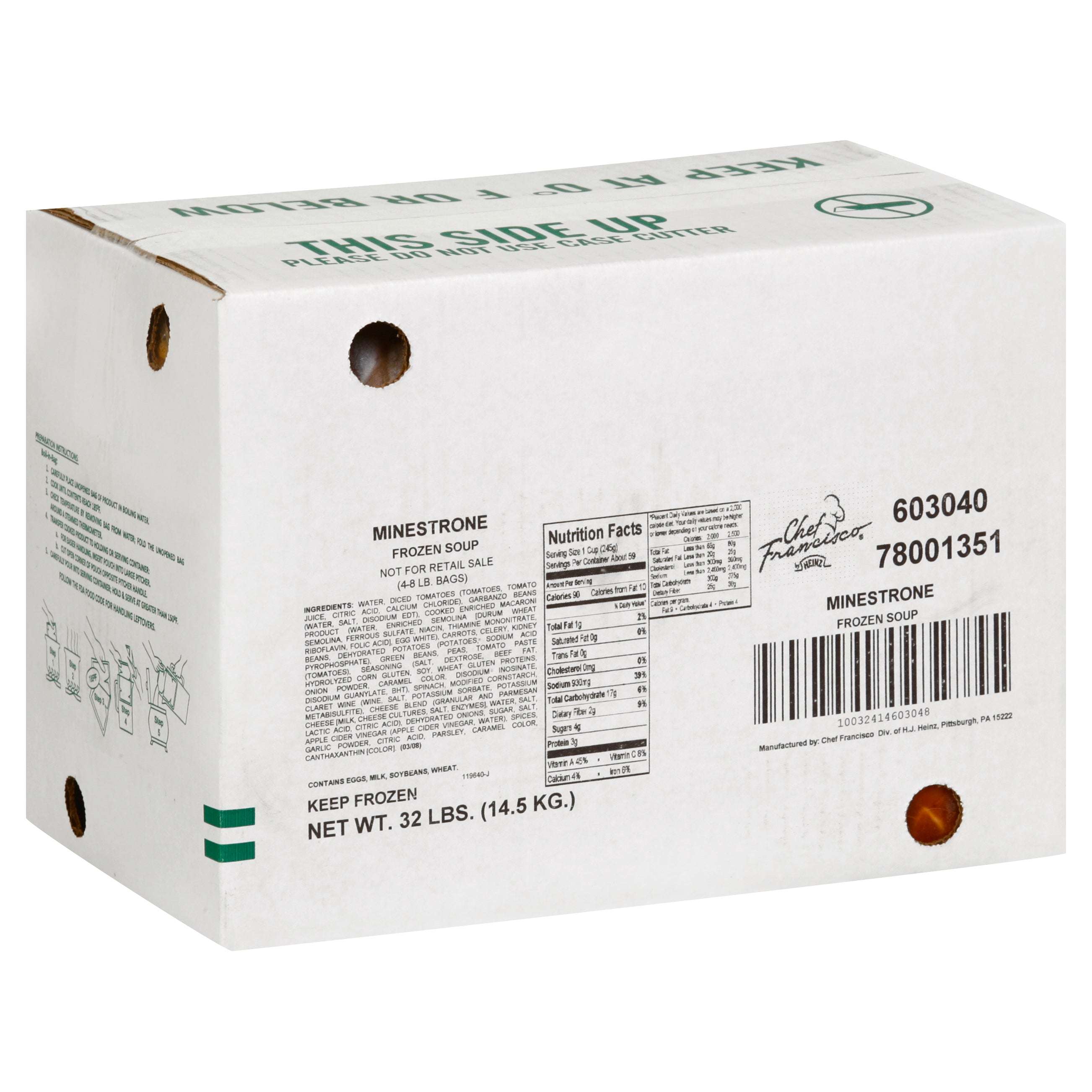 HEINZ CHEF FRANCISCO Minestrone Soup 8 lb. Bag 4 Per Case
