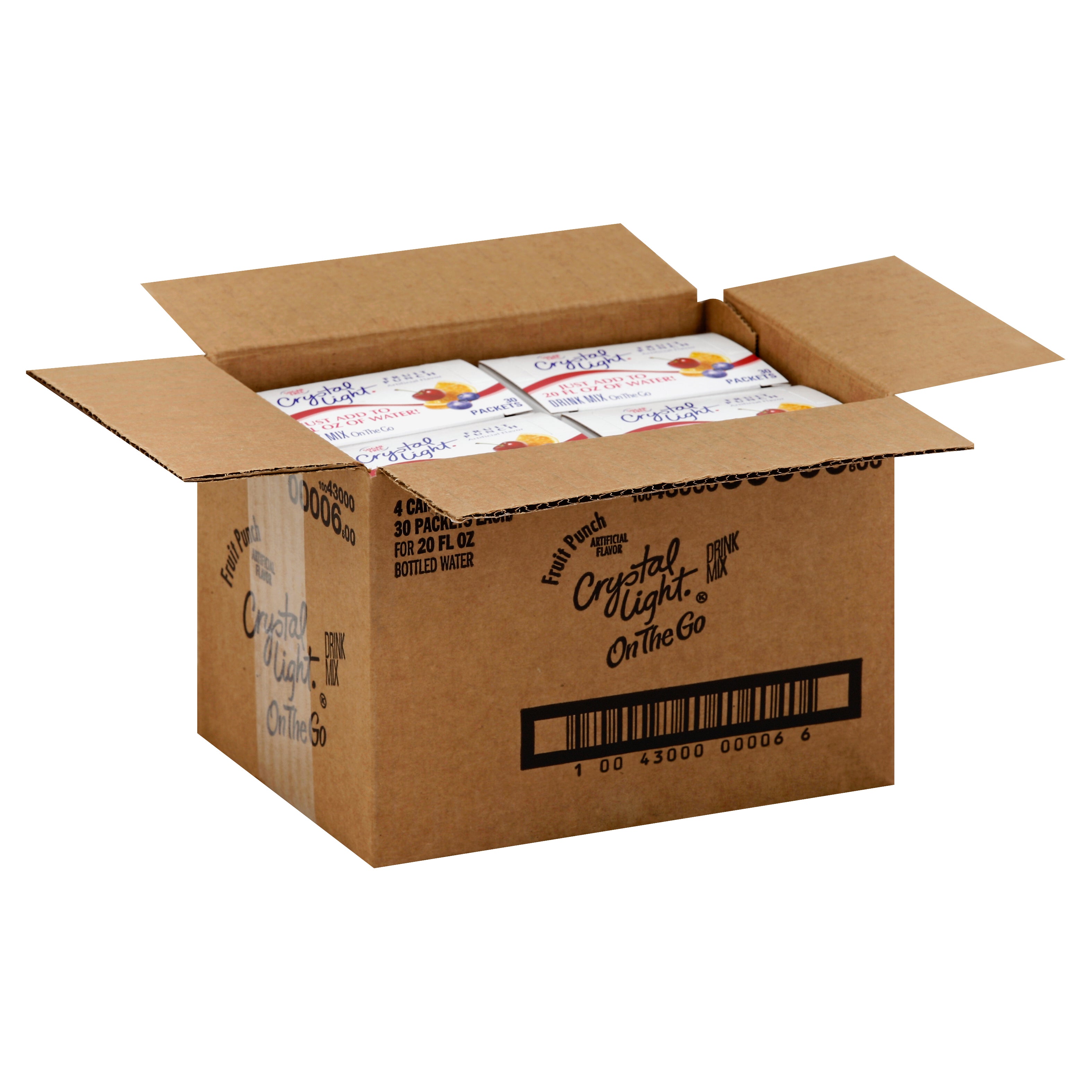 CRYSTAL LIGHT Single Serve Sugar-Free Fruit Punch On-the-Go Mix 0.11 Ounce Packets (30 Per Pack) 120 total