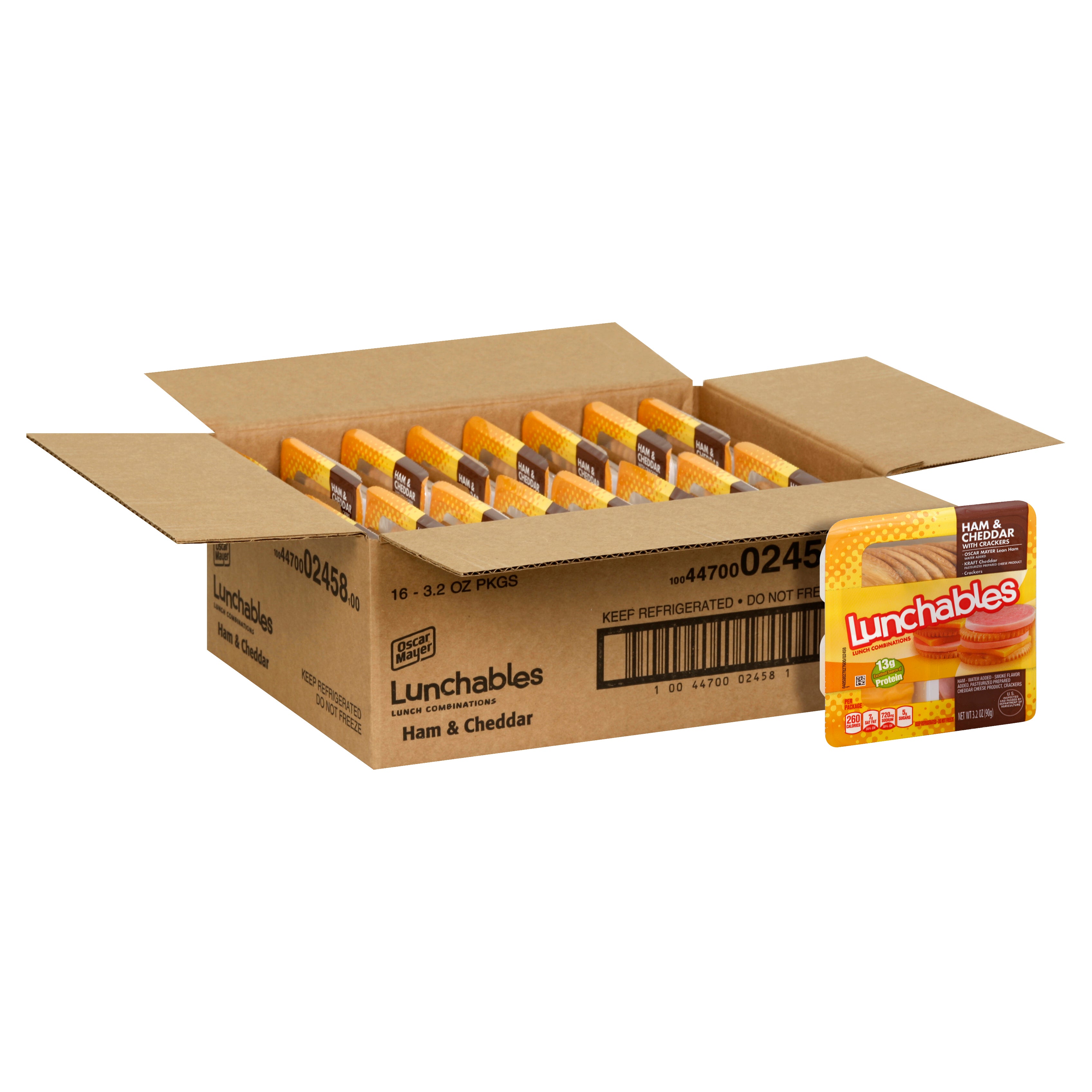 Lunchable Ham & Cheddar Cheese, 3.2 Ounce Size - 16 Per Case.