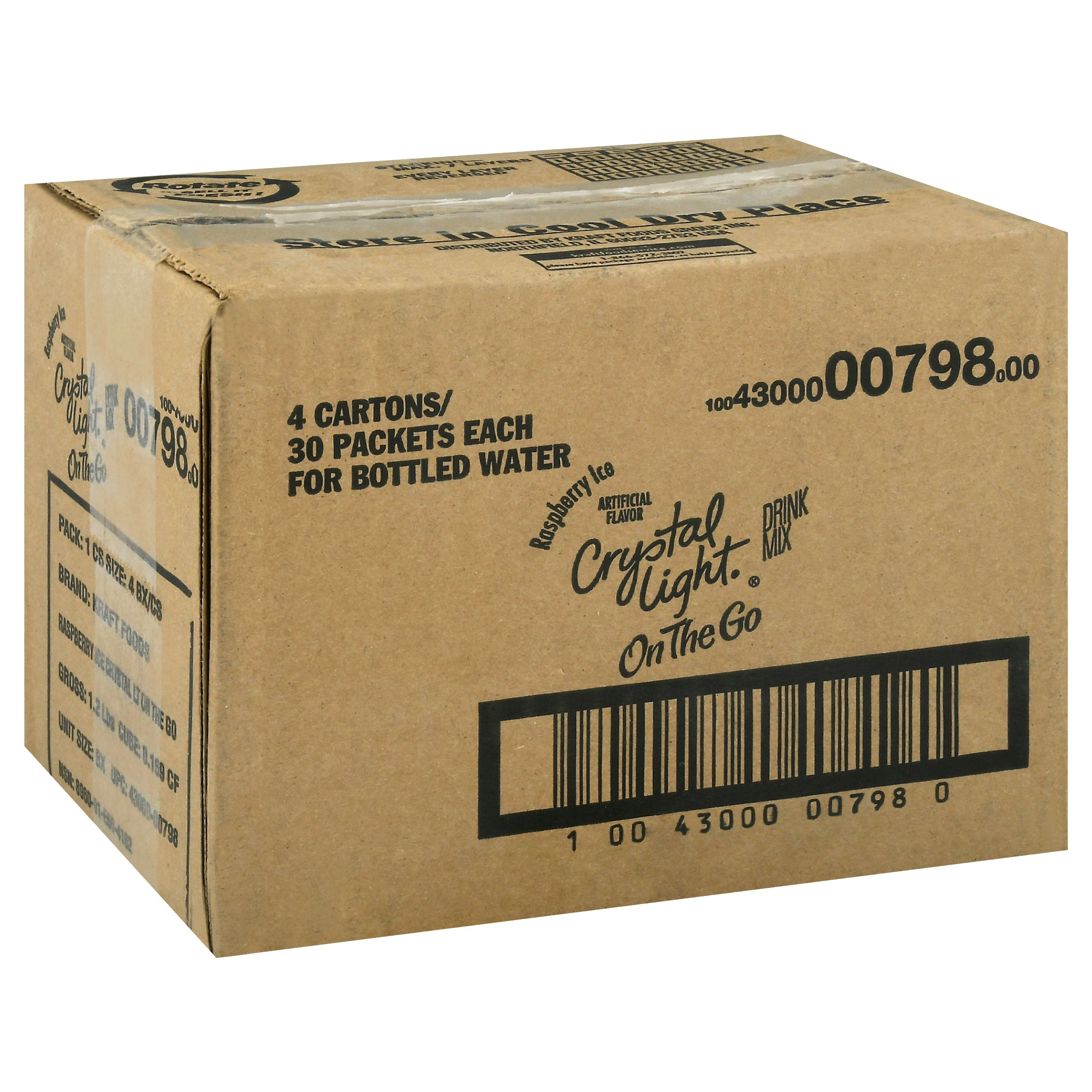 CRYSTAL LIGHT Single Serve Sugar-Free Raspberry Ice On-the-Go Mix 30-0.8 Ounce Packets 4 Boxes)