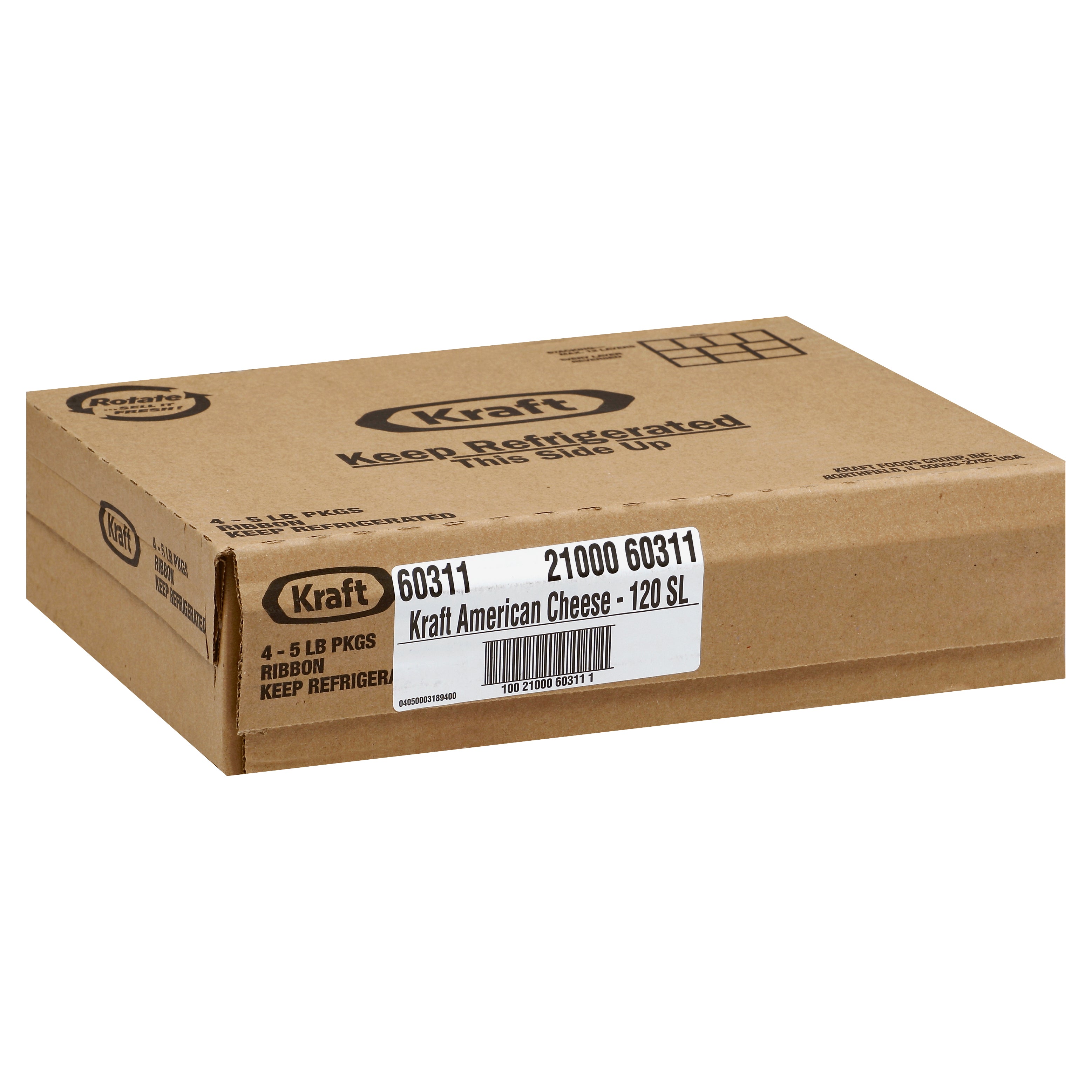 KRAFT American Sliced Cheese (120 Slices) 5 lb. 4 Per Case