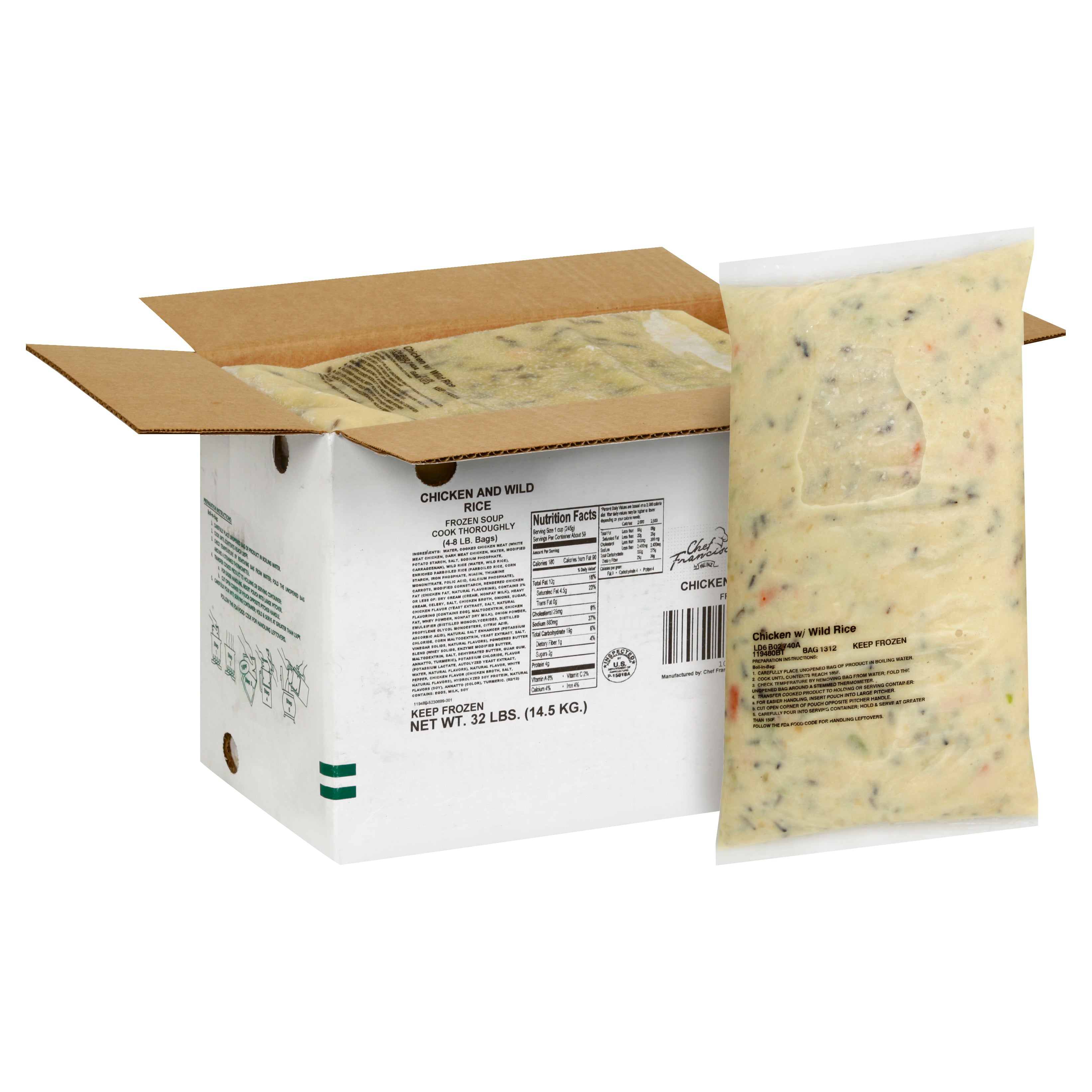 HEINZ CHEF FRANCISCO Chicken Soup with Wild Rice 8 lb. Bag 4 Per Case