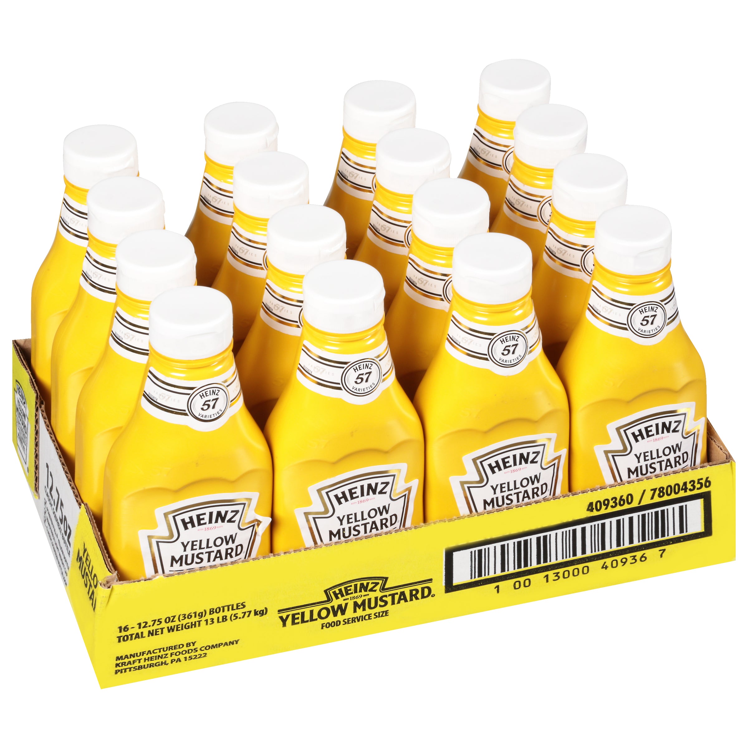 HEINZ Yellow Mustard Bottle 12.75 Ounce Bottles 16)