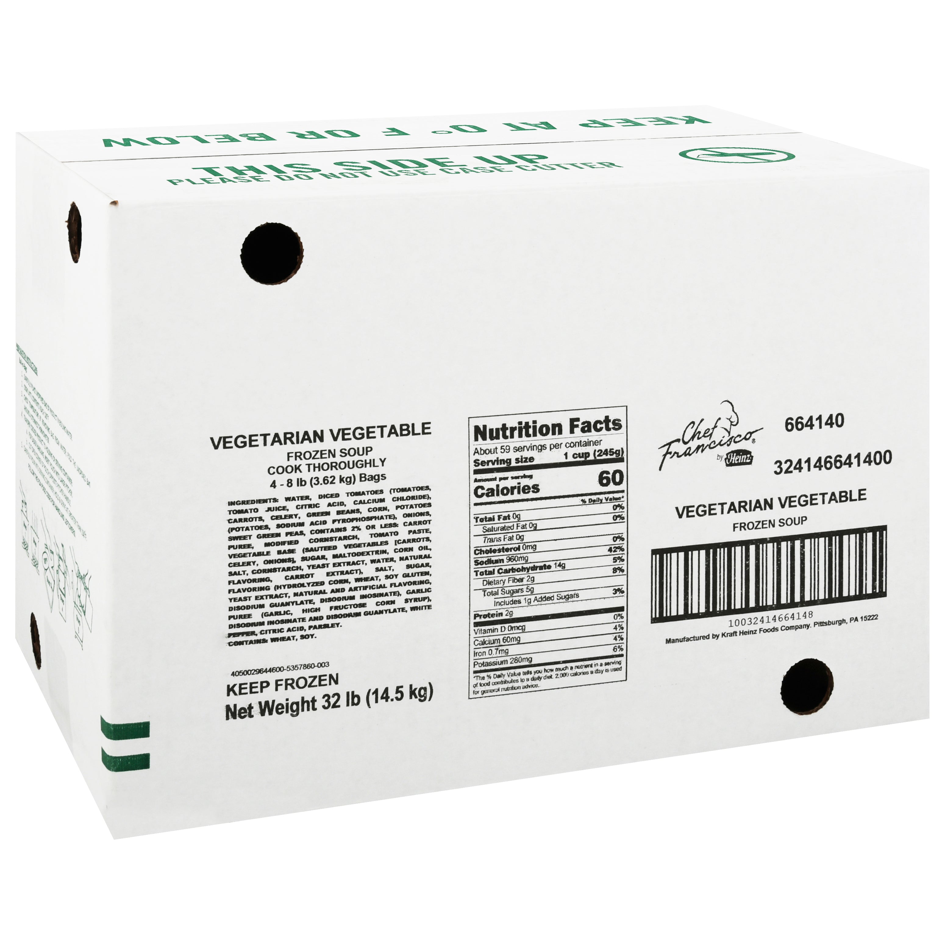 HEINZ CHEF FRANCISCO Vegetarian Vegetable Soup 8 lb. Bag 4 Per Case