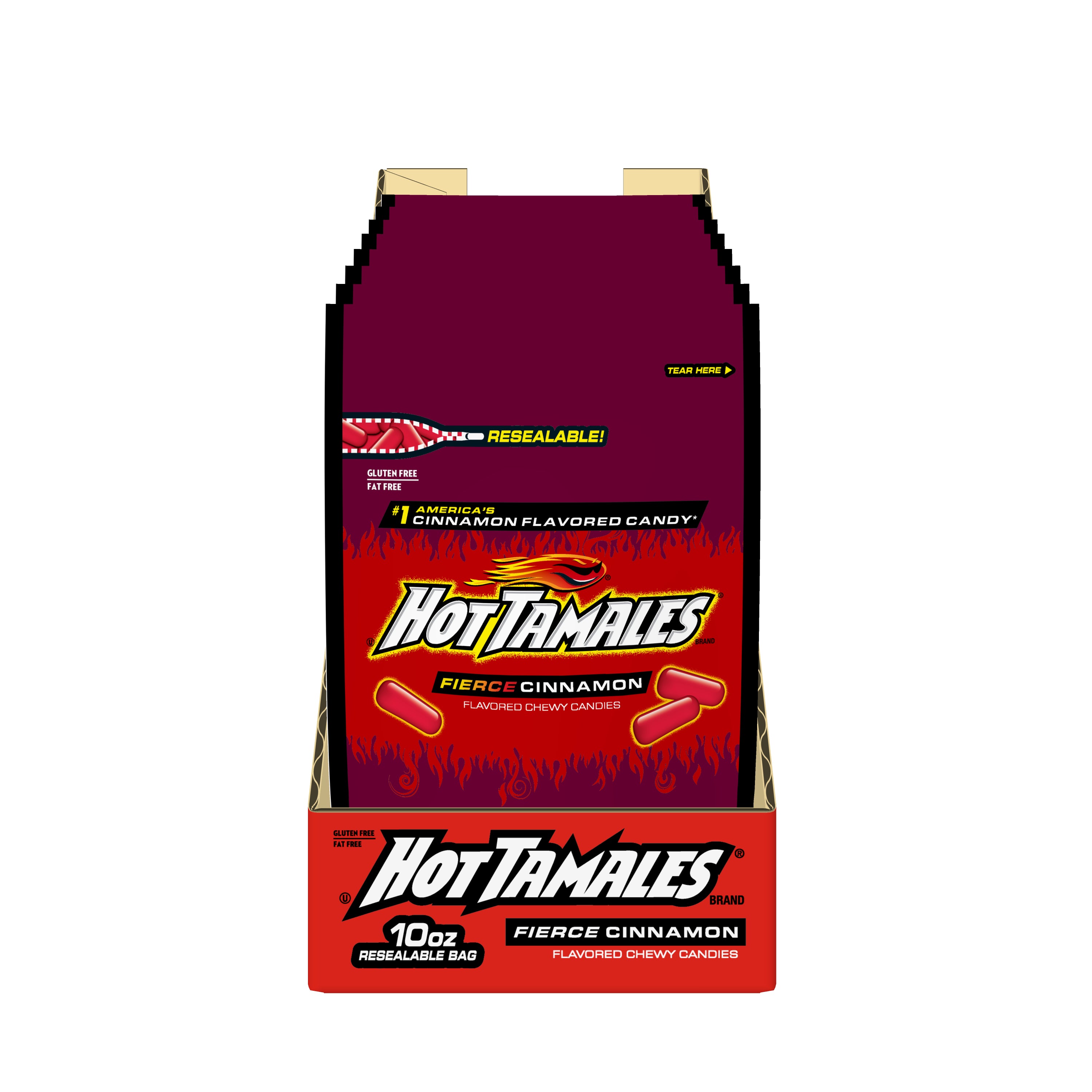 Hot Tamales® Fierce Cinnamon Stand Up 10 Ounce Size - 8 Per Case.