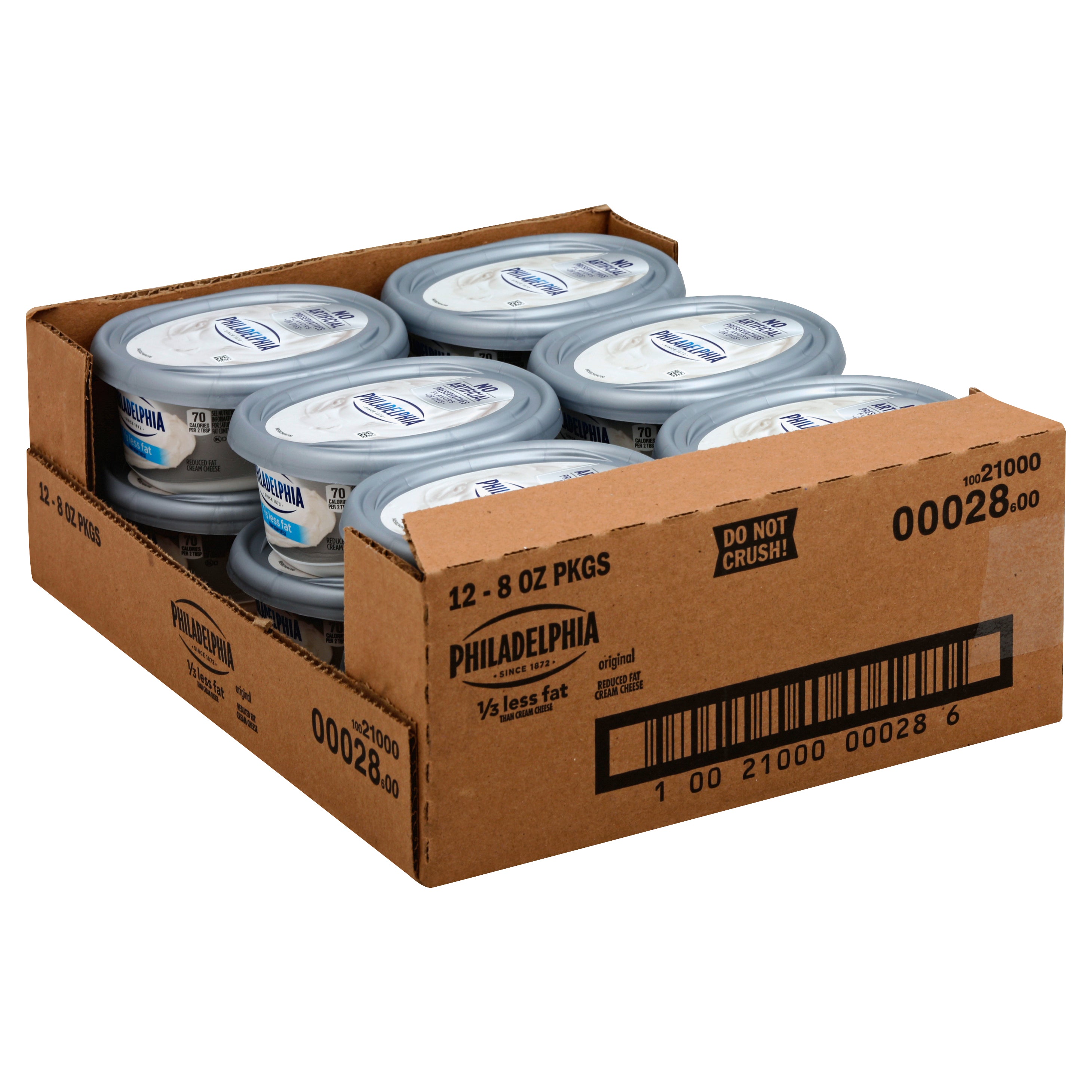 Philadelphia Cheese Cream Less Fat 8 Ounce Size - 12 Per Case.