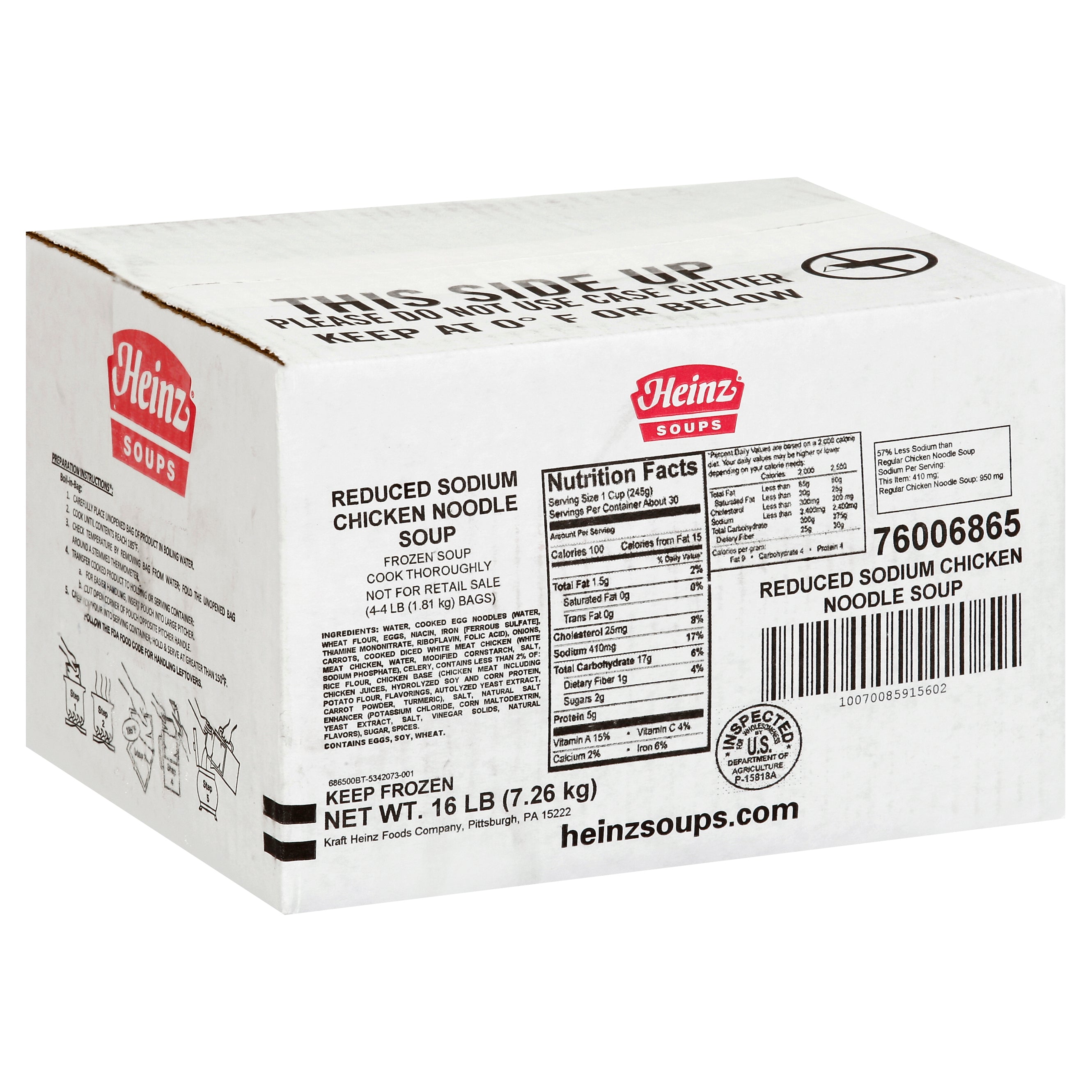 HEINZ Reduced Sodium Chicken Noodle Soup 4 lb. Bag 4 Per Case