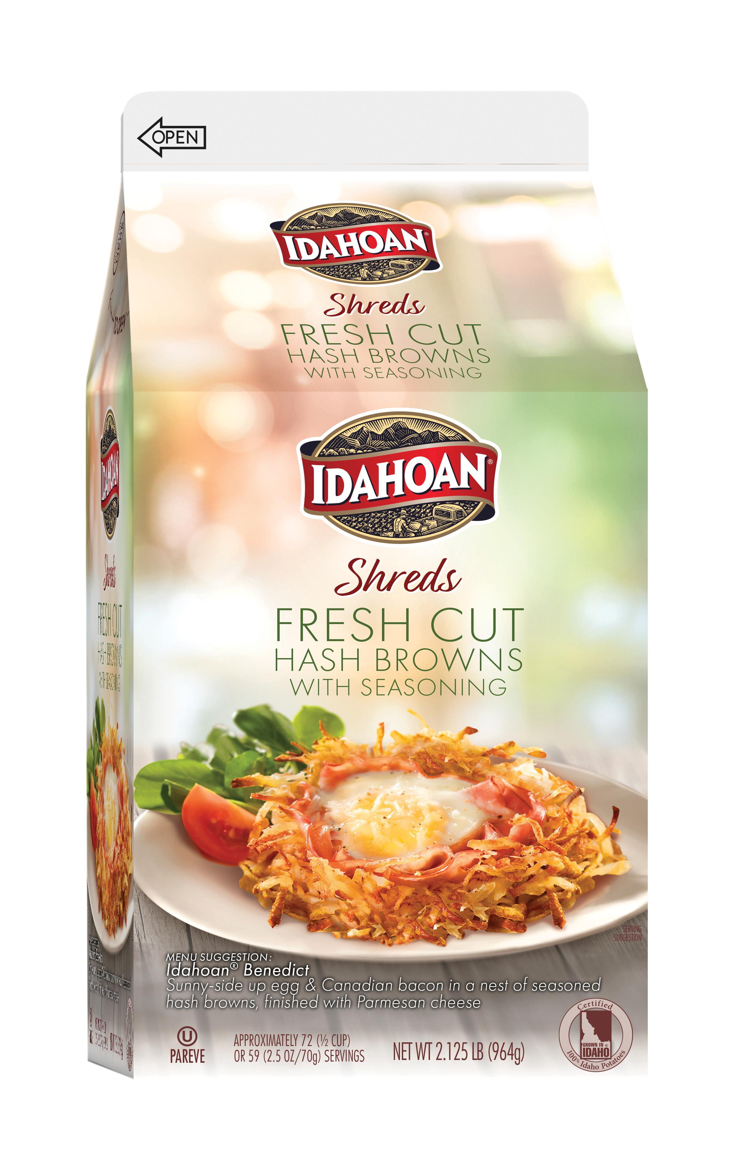 Idahoan® Shreds Fresh Cut Hash Browns Withseasoning Ctns 2.125 Pound Each - 6 Per Case.