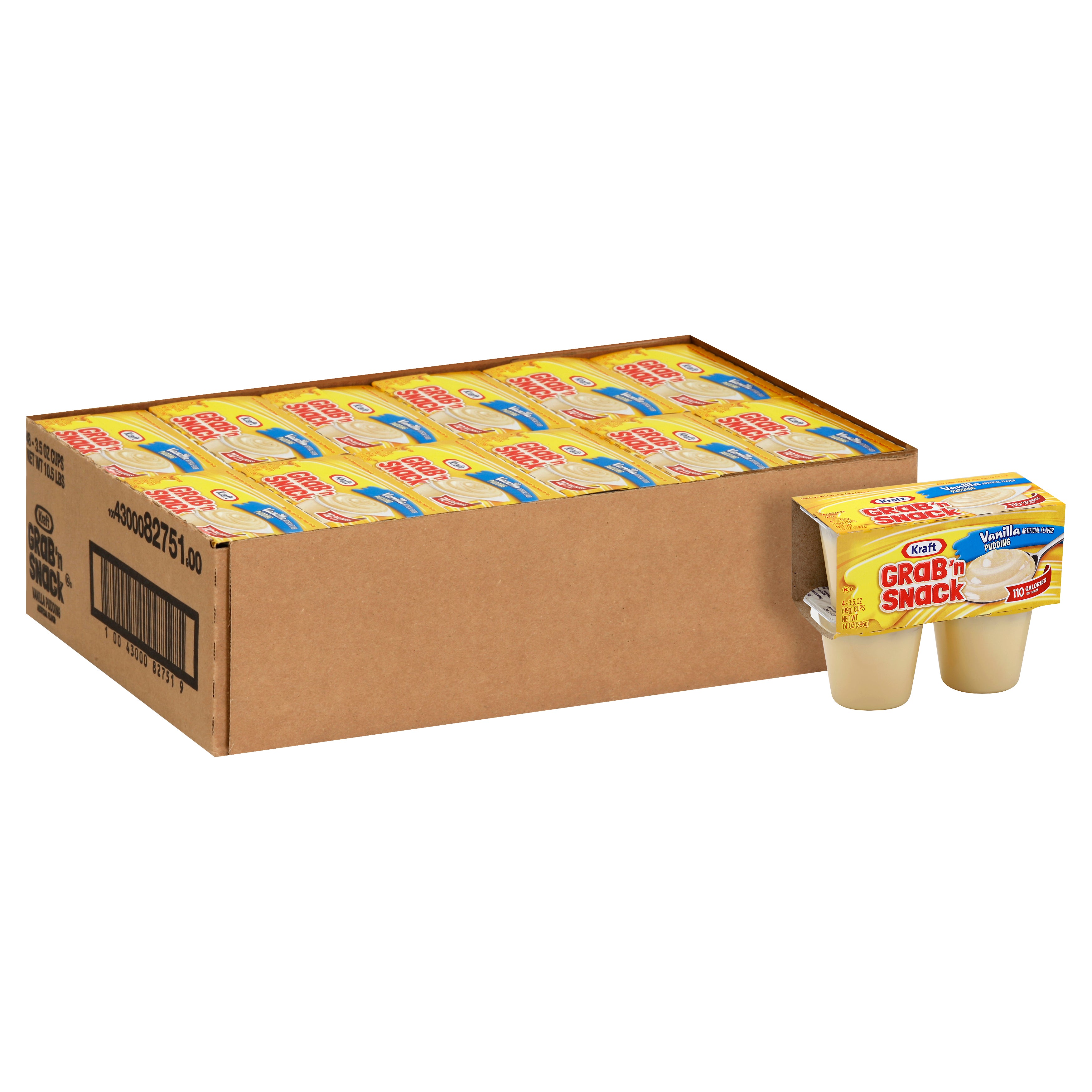 KRAFT GRAB 'N SNACK Vanilla Pudding 3.5 Ounce Cups (4/12 Count)