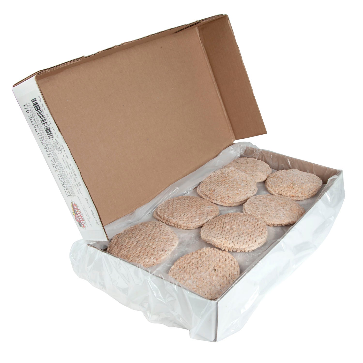 Beef And Pork Patties Pizza Seasoned With Provolone Cheese 4 Ounce Size - 40 Per Case.