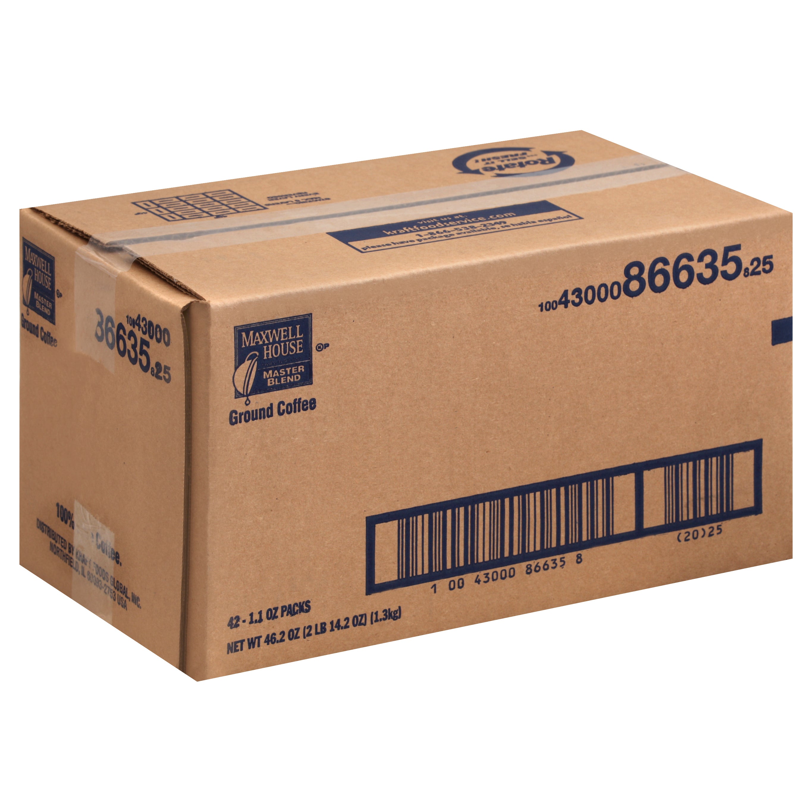 Maxwell House Coffee Master Blend Ground Coffee, 2.888 Pound Each - 1 Per Case.