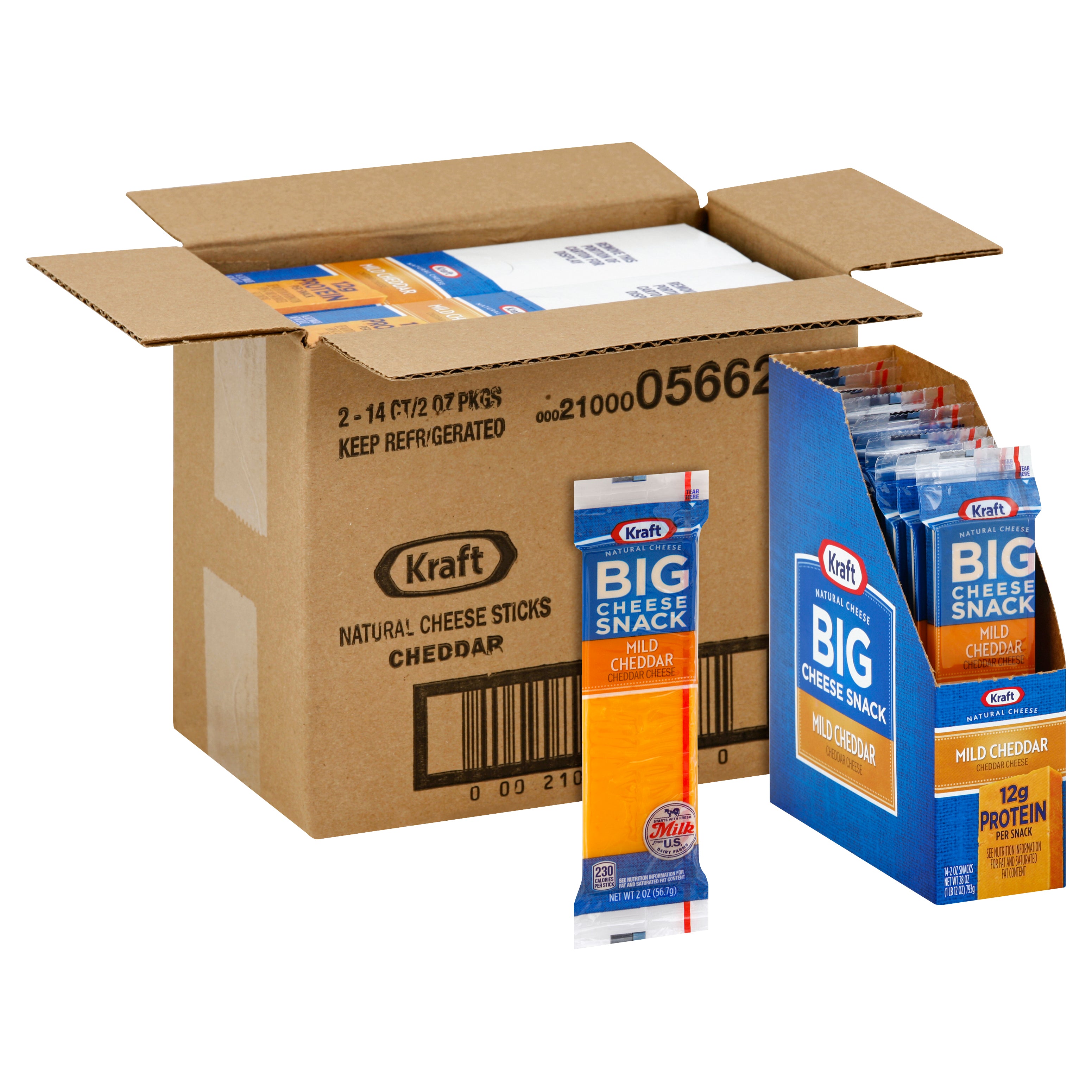 Kraft Natural Cheddar Cheese Sticks, 2 Ounce Size - 28 Per Case.