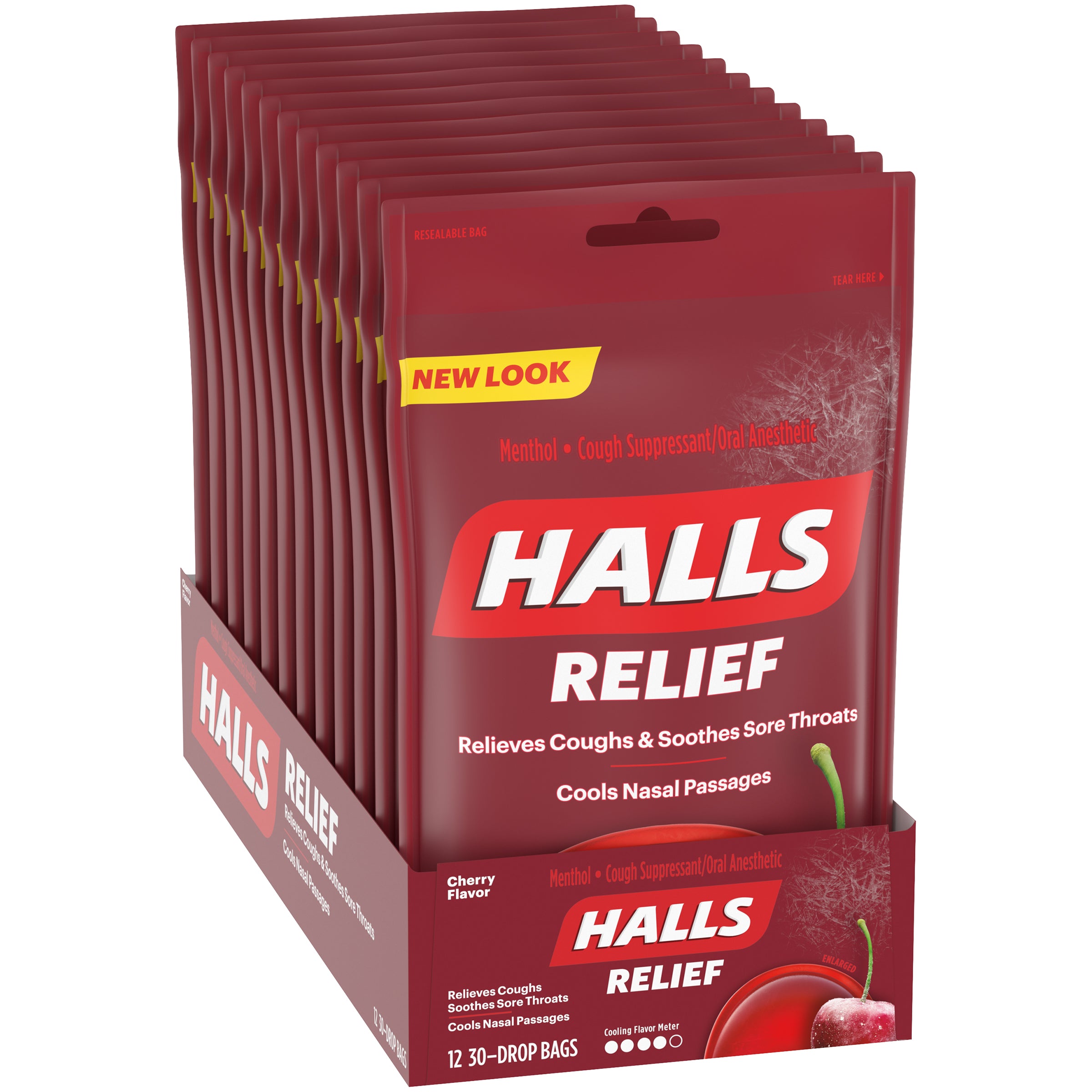 Pc Halls Cherry Bag 30 Count Packs - 48 Per Case.