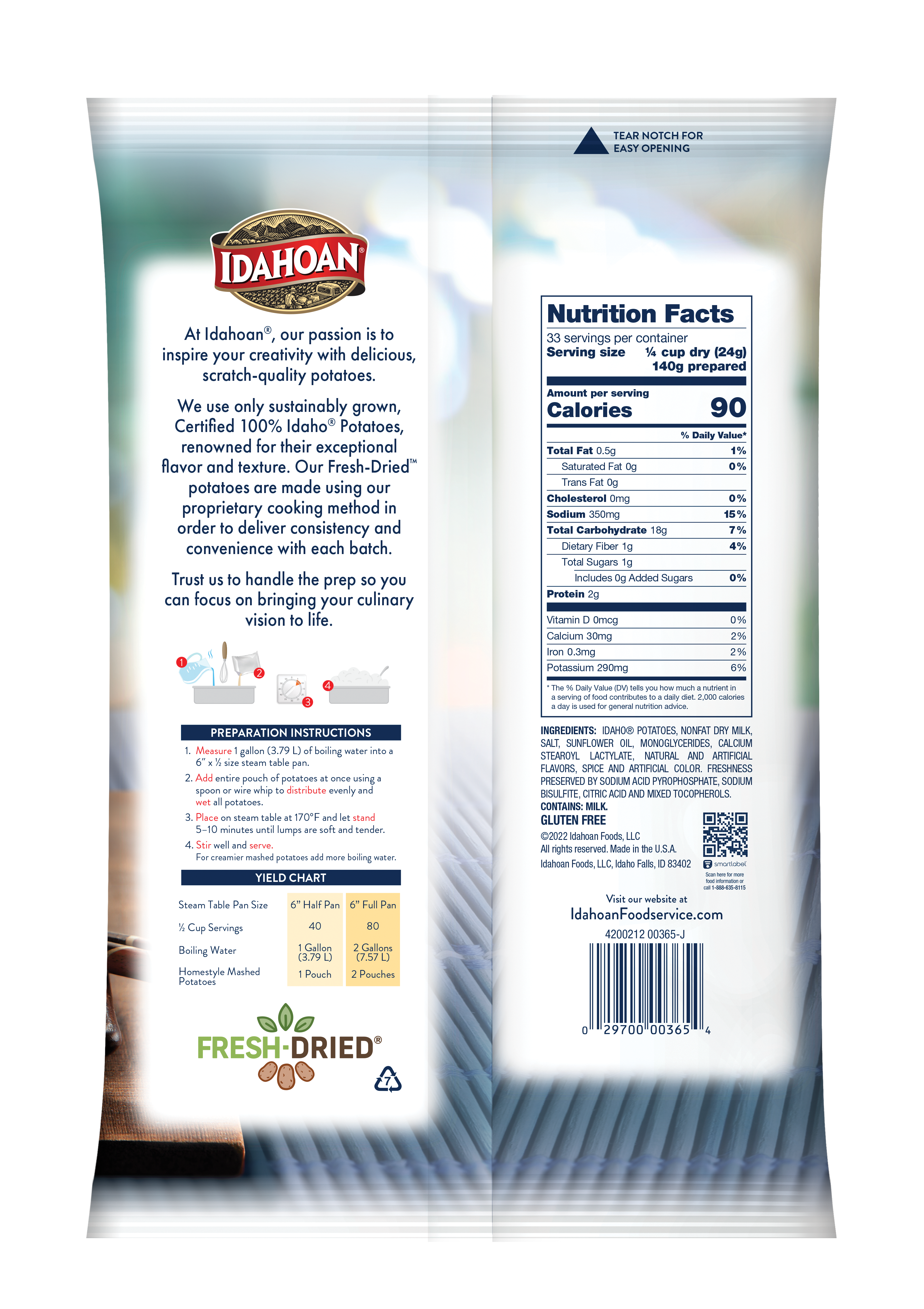 Idahoan® Rustic Homestyle Mashed Potatoes Hs (Lumps Only) 28 Ounce Size - 12 Per Case.