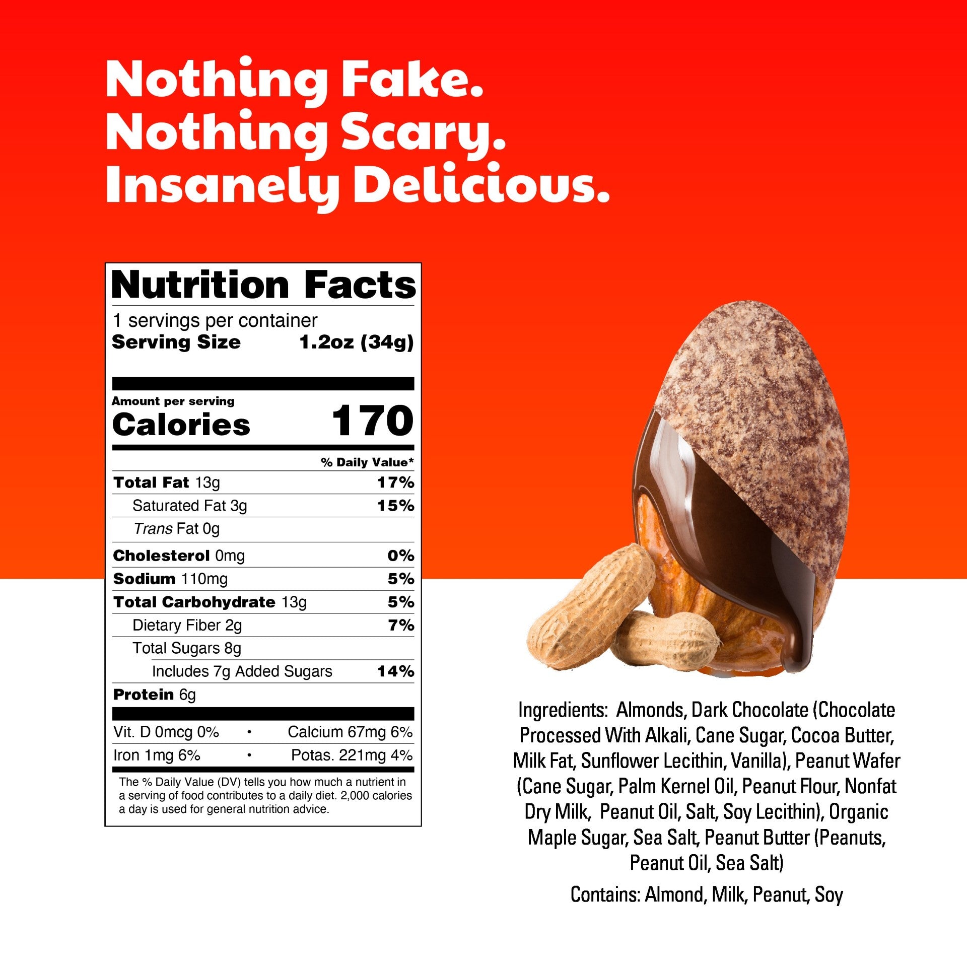 Skinny Dipped Almonds Peanut Butter Skinny Dipped Almonds 1.2 Ounce Size - 40 Per Case.