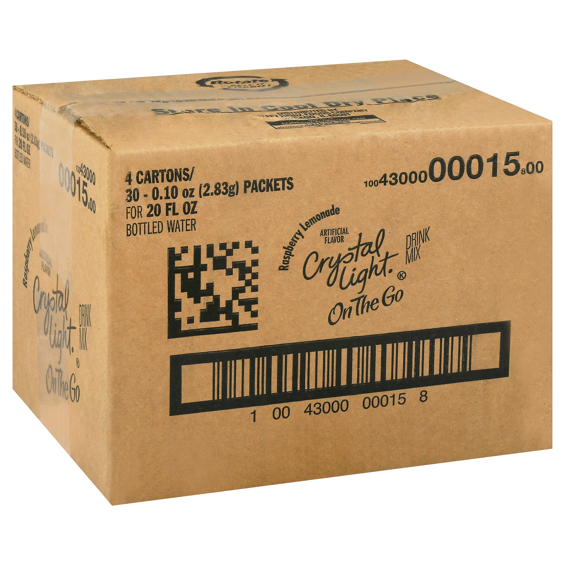 Crystal Light Raspberry Lemonade Drink Mix 120 Casepack 4 Boxes of 30 On-the-Go Packets