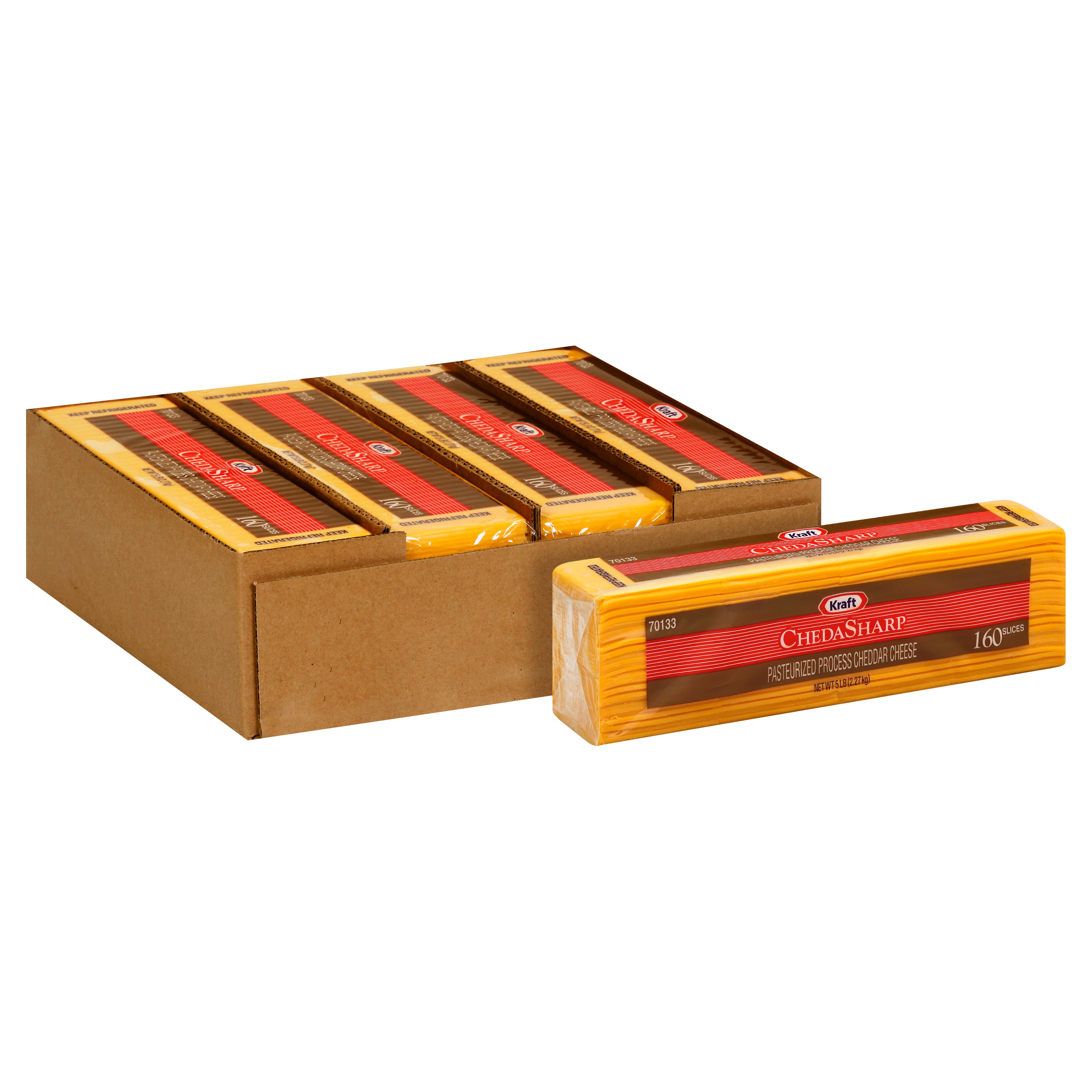 KRAFT ChedaSharp Sliced Cheddar Cheese (160 Slices) 5 lb. 4 Per Case