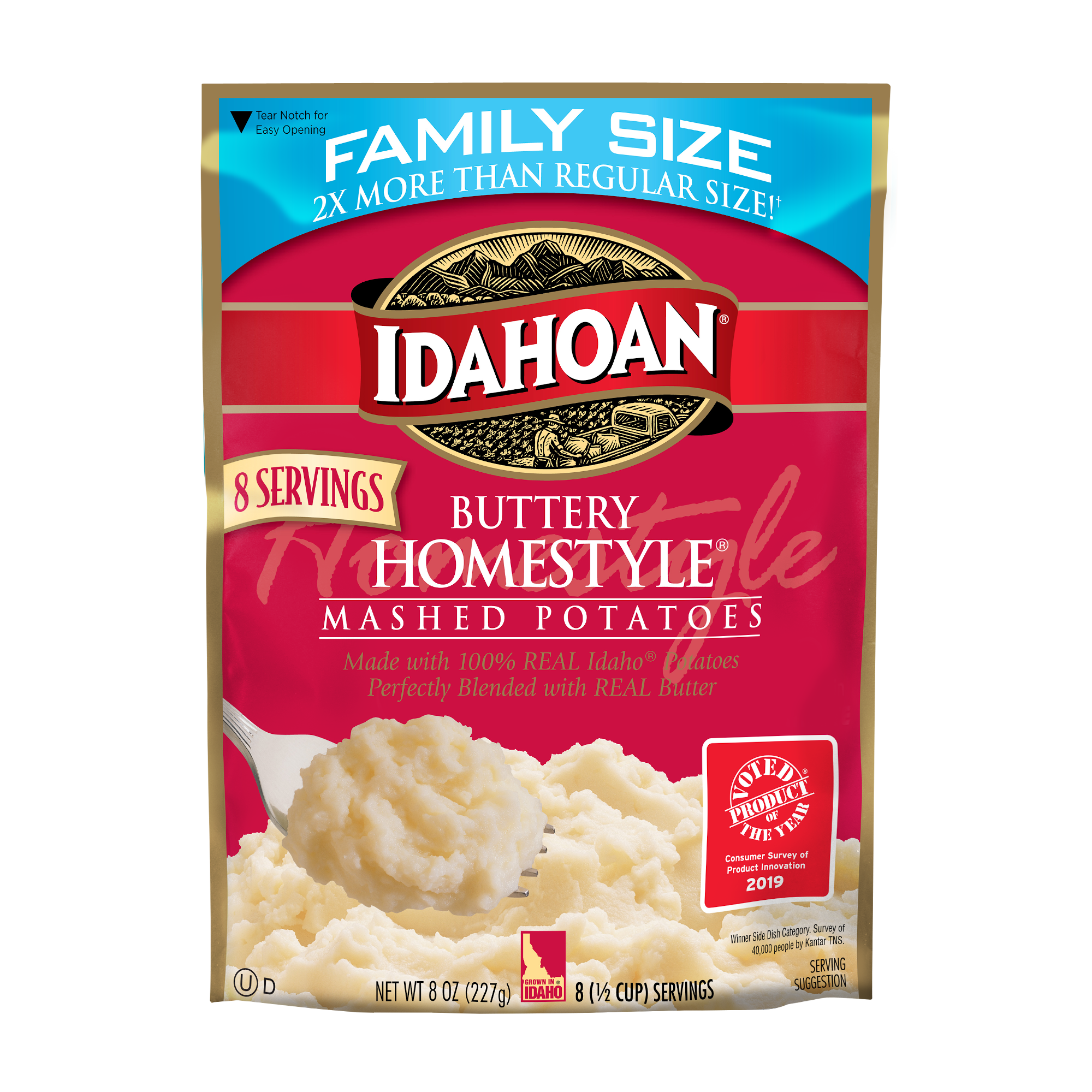 Idahoan Buttery Homestyle Mashed Potatoes Ozfamily Size Pouch 8 Ounce Size - 8 Per Case.