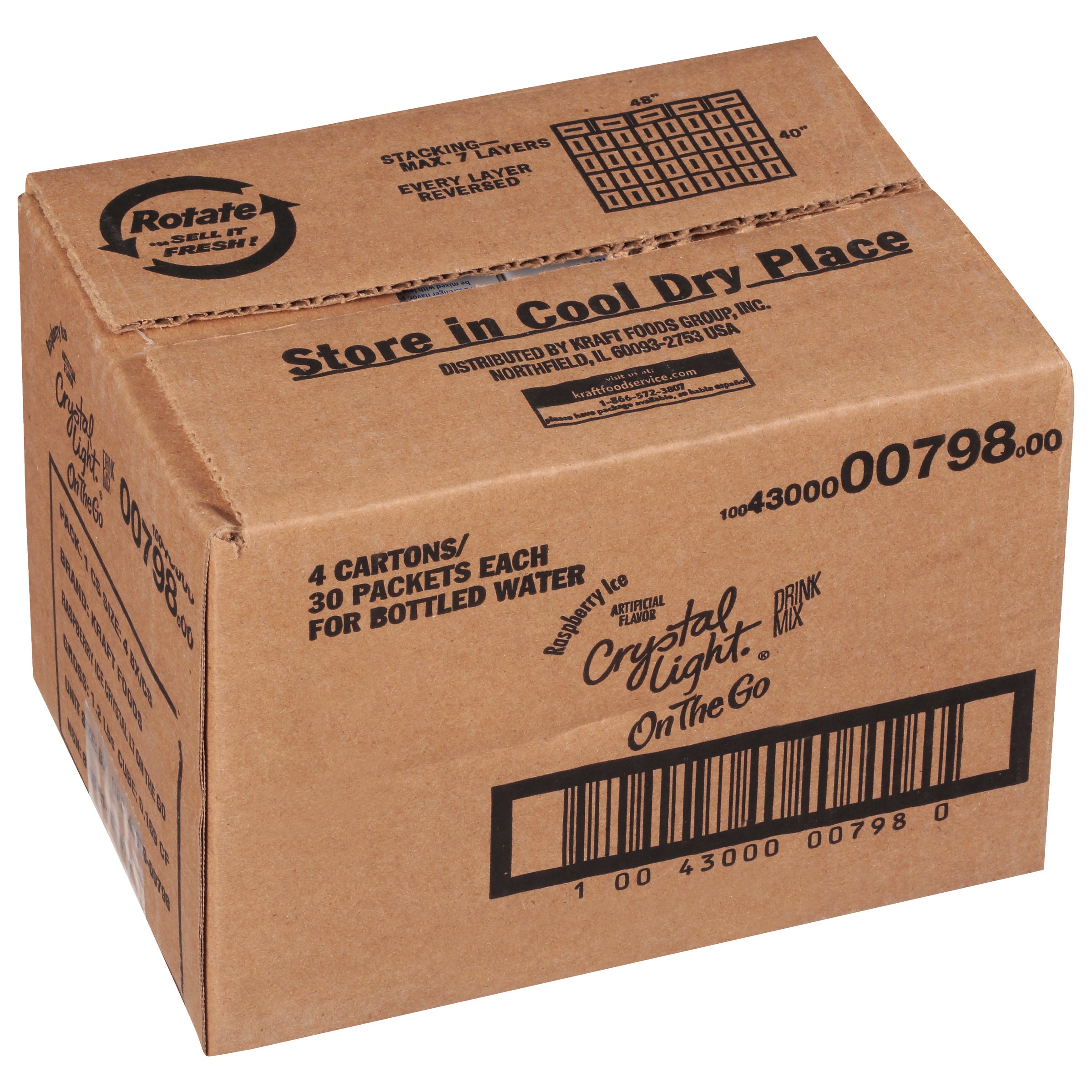 CRYSTAL LIGHT Single Serve Sugar-Free Raspberry Ice On-the-Go Mix 30-0.8 Ounce Packets 4 Boxes)