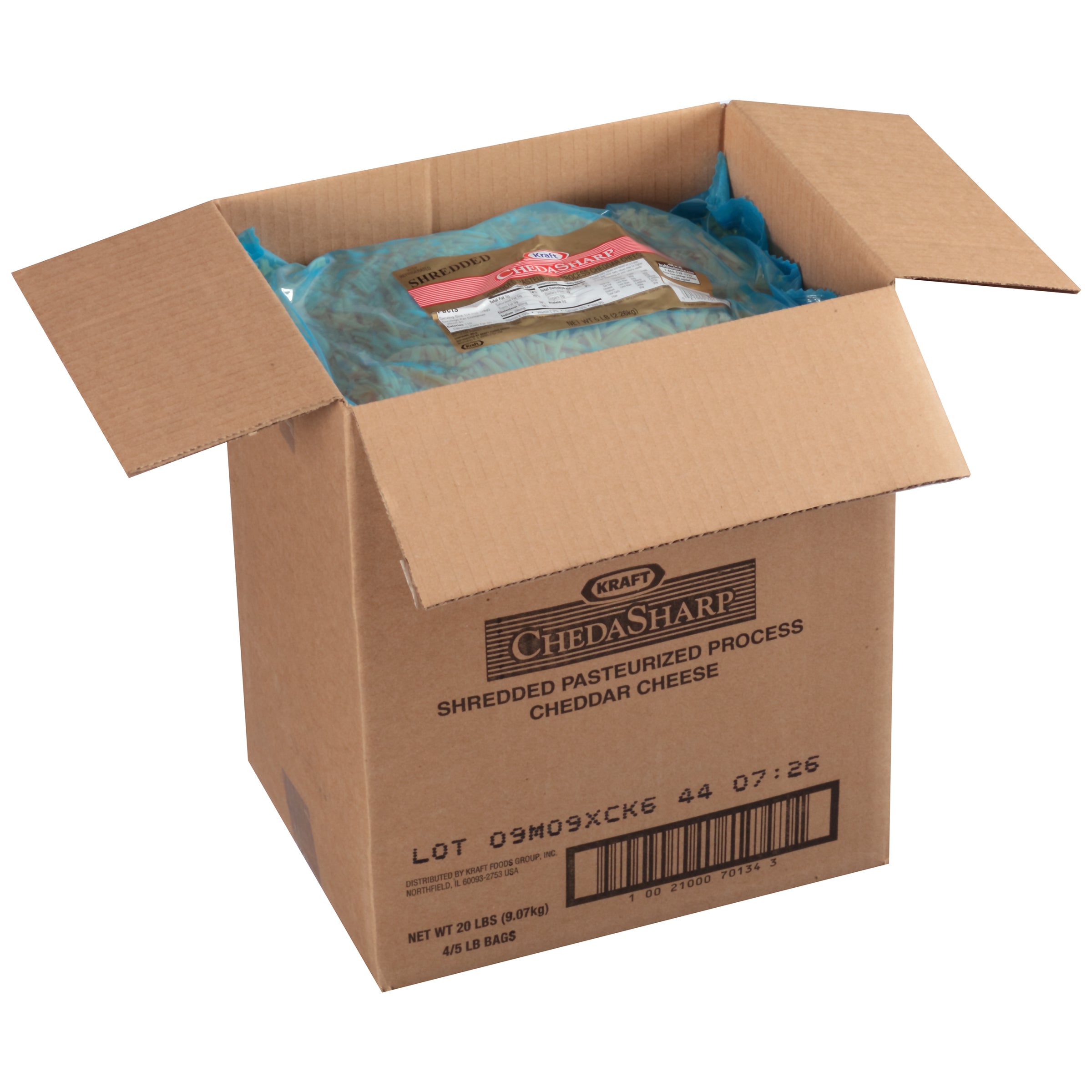 KRAFT ChedaSharp Shredded Cheddar Cheese 5 lb. Pouch 4 Per Case