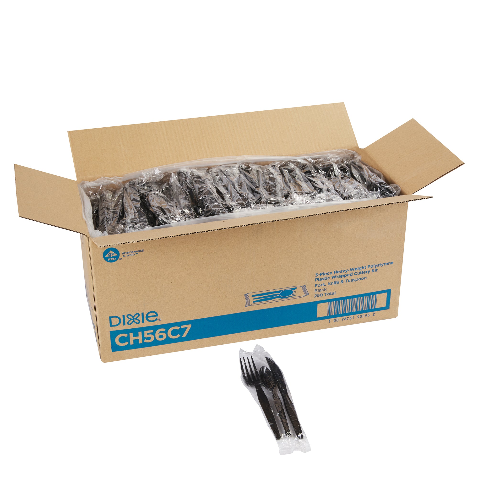 Dixie(R) 3-Pc Heavy-Weight Polystyrene Disposable Plastic Wrapped Cutlery Kits (Fork Knife Teaspoo