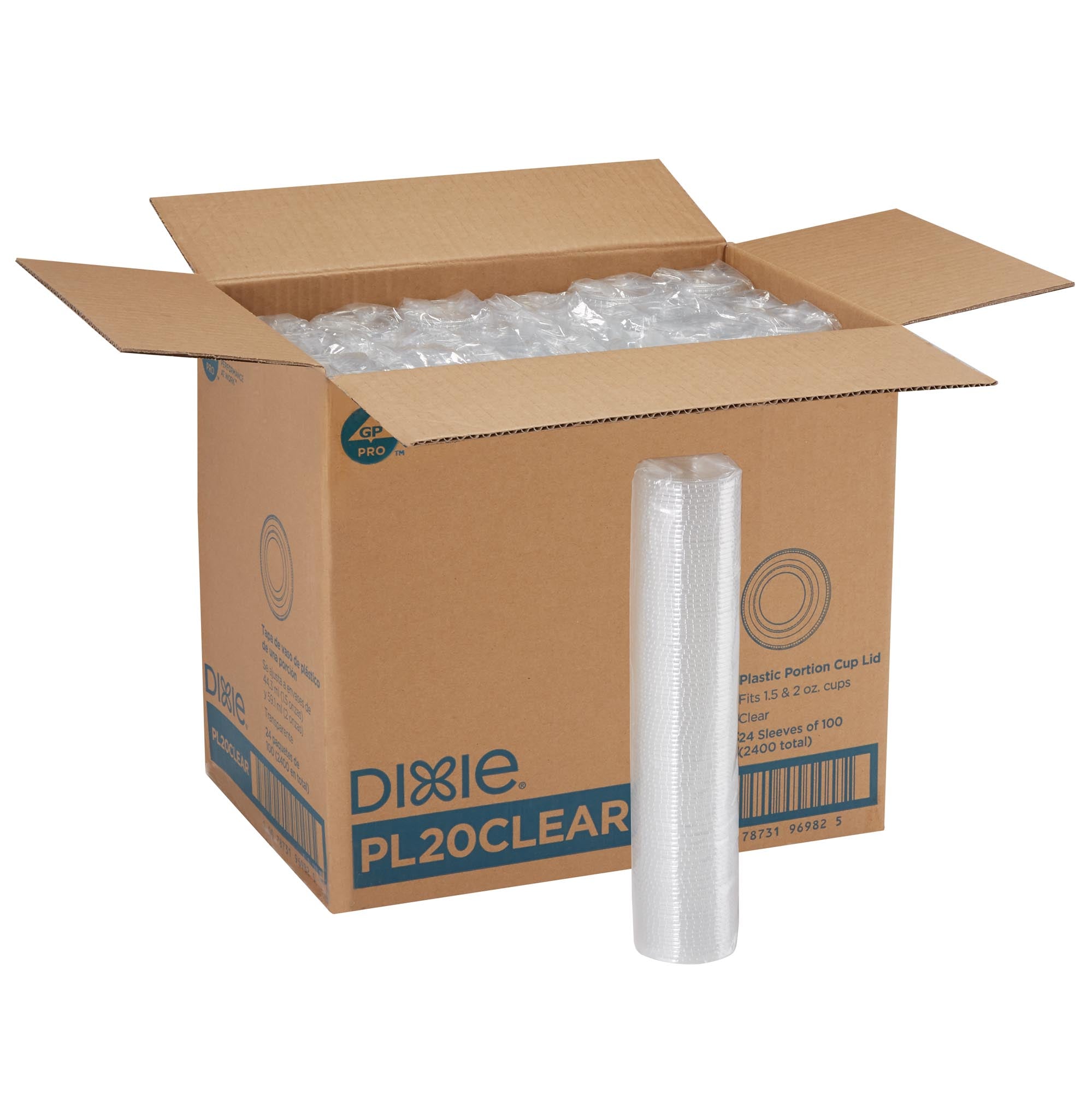 Dixie(R) 1.5 To 2 Ounce Plastic Souffle Cup Lids Clear 24 Packs / 100 Count Per Pack